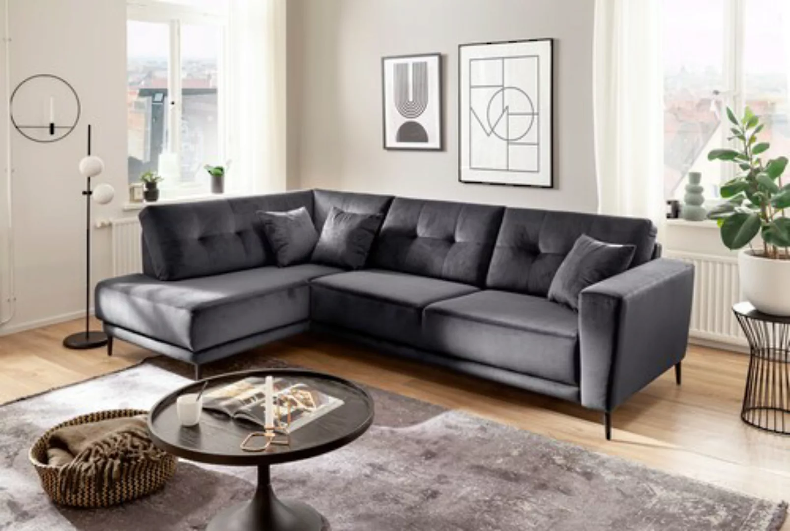 Trends by HG Polsterecke »Barcelona L-Form«, mit Metallfuss, frei im Raum s günstig online kaufen
