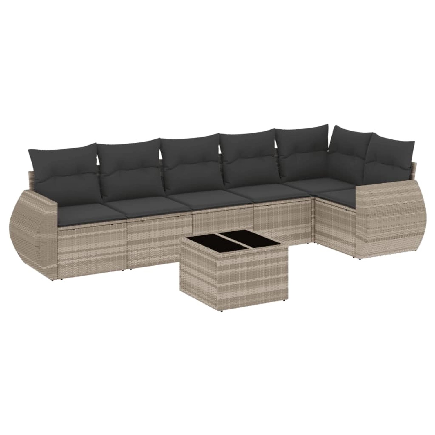 vidaXL 7-Tlg Garten-Sofagarnitur mit Kissen Hellgrau Poly Rattan 3253739 günstig online kaufen