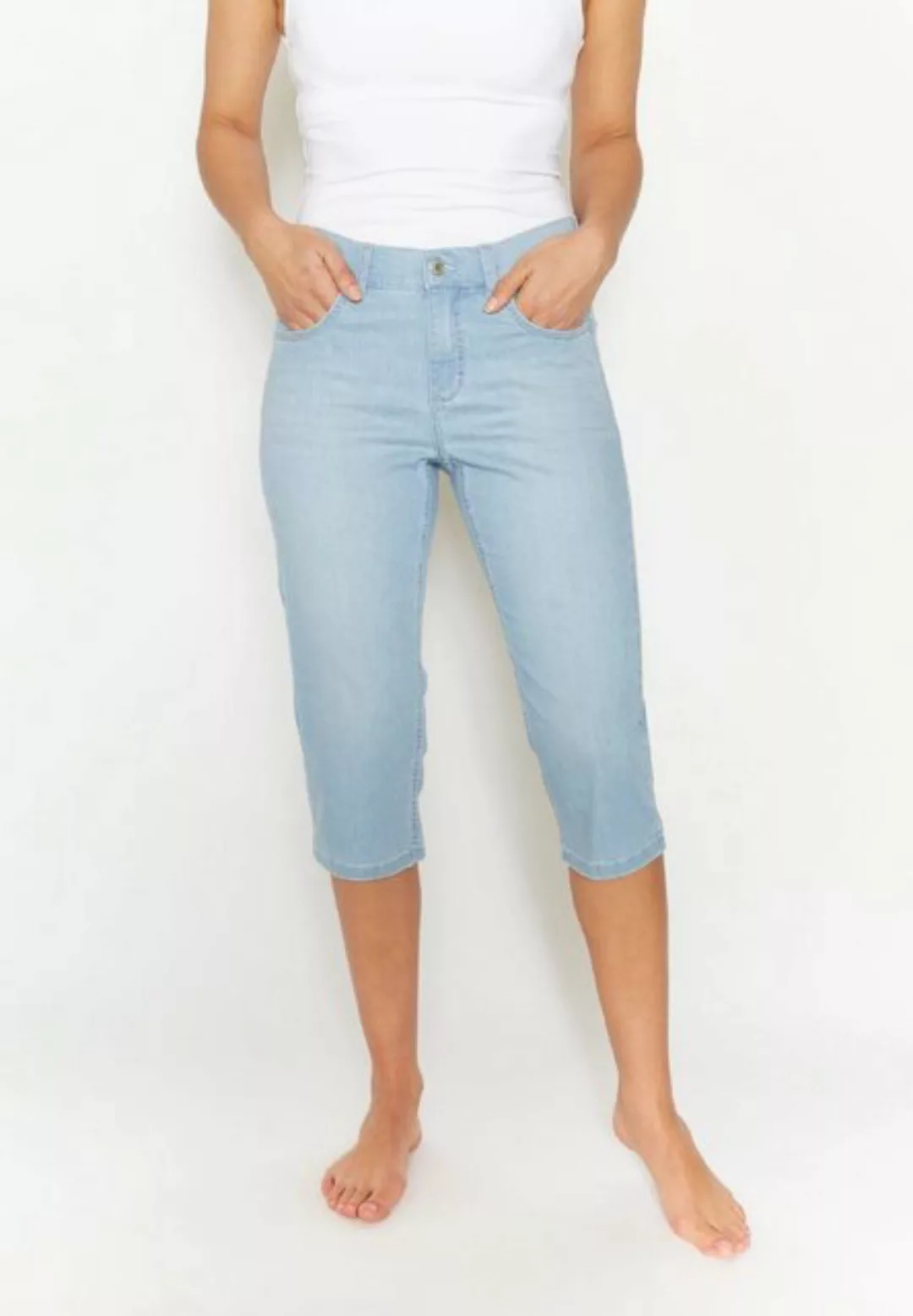 ANGELS Slim-fit-Jeans Capri-Jeans Anacapri im Used-Look mit Label-Applikati günstig online kaufen