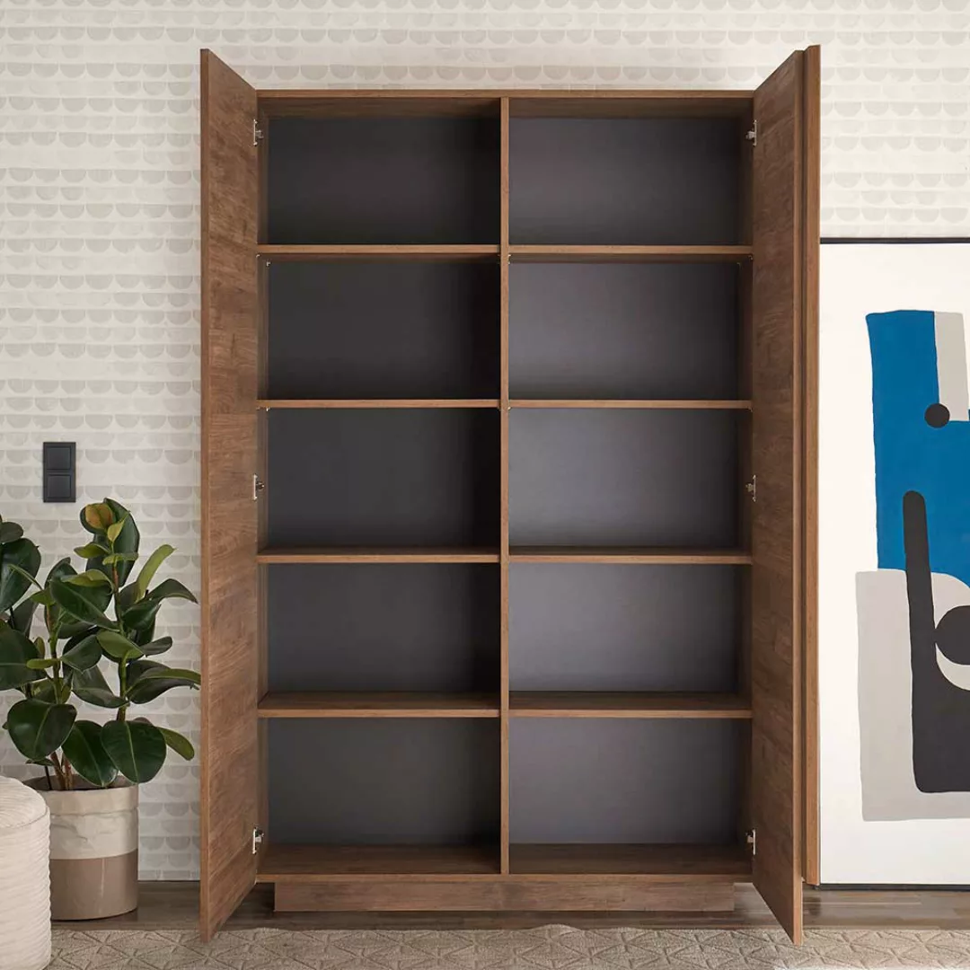 Wohnzimmer Hochschrank in Holzoptik Naturfarben Drehtüren günstig online kaufen
