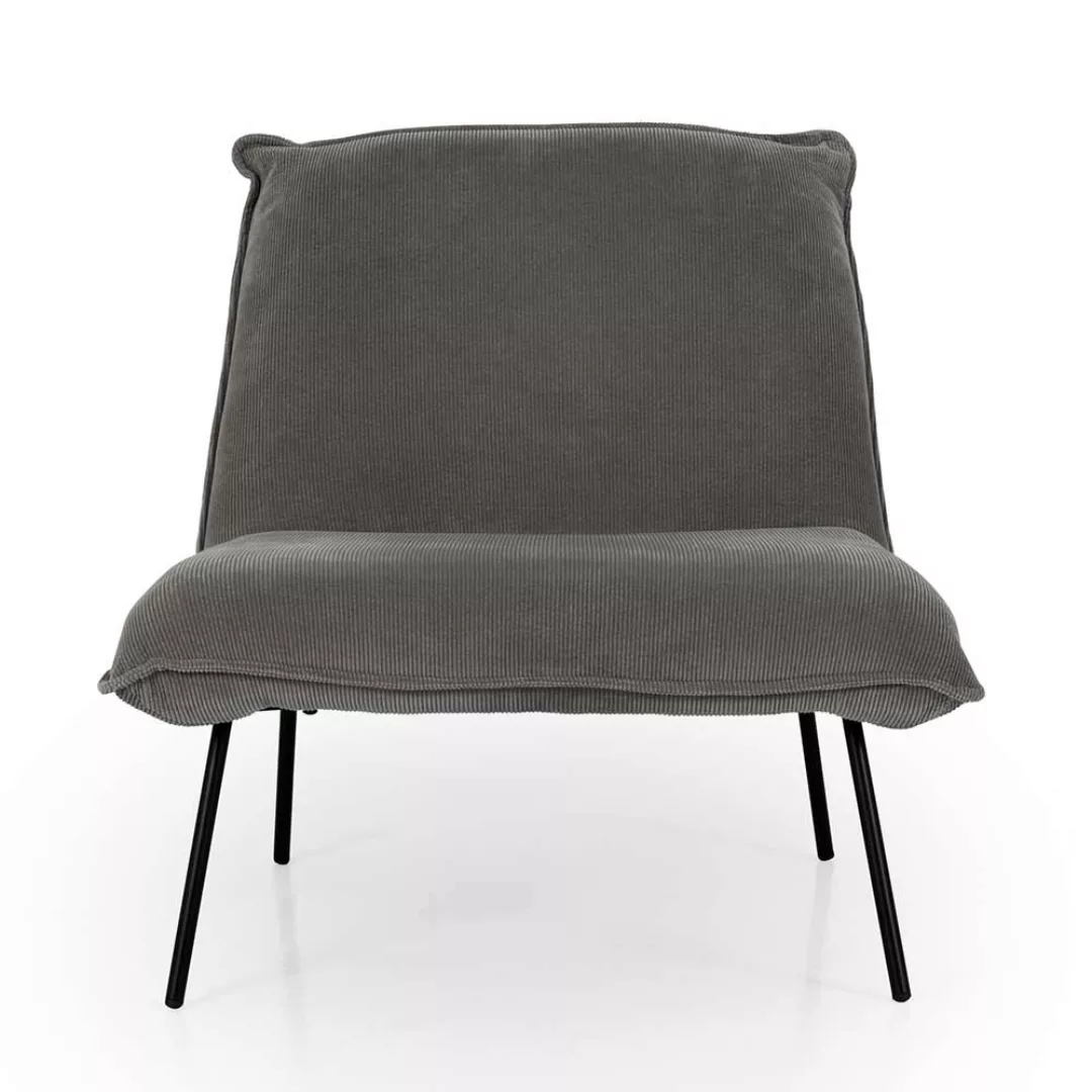 Loungesessel in Grau Cordstoff Skandi Design günstig online kaufen