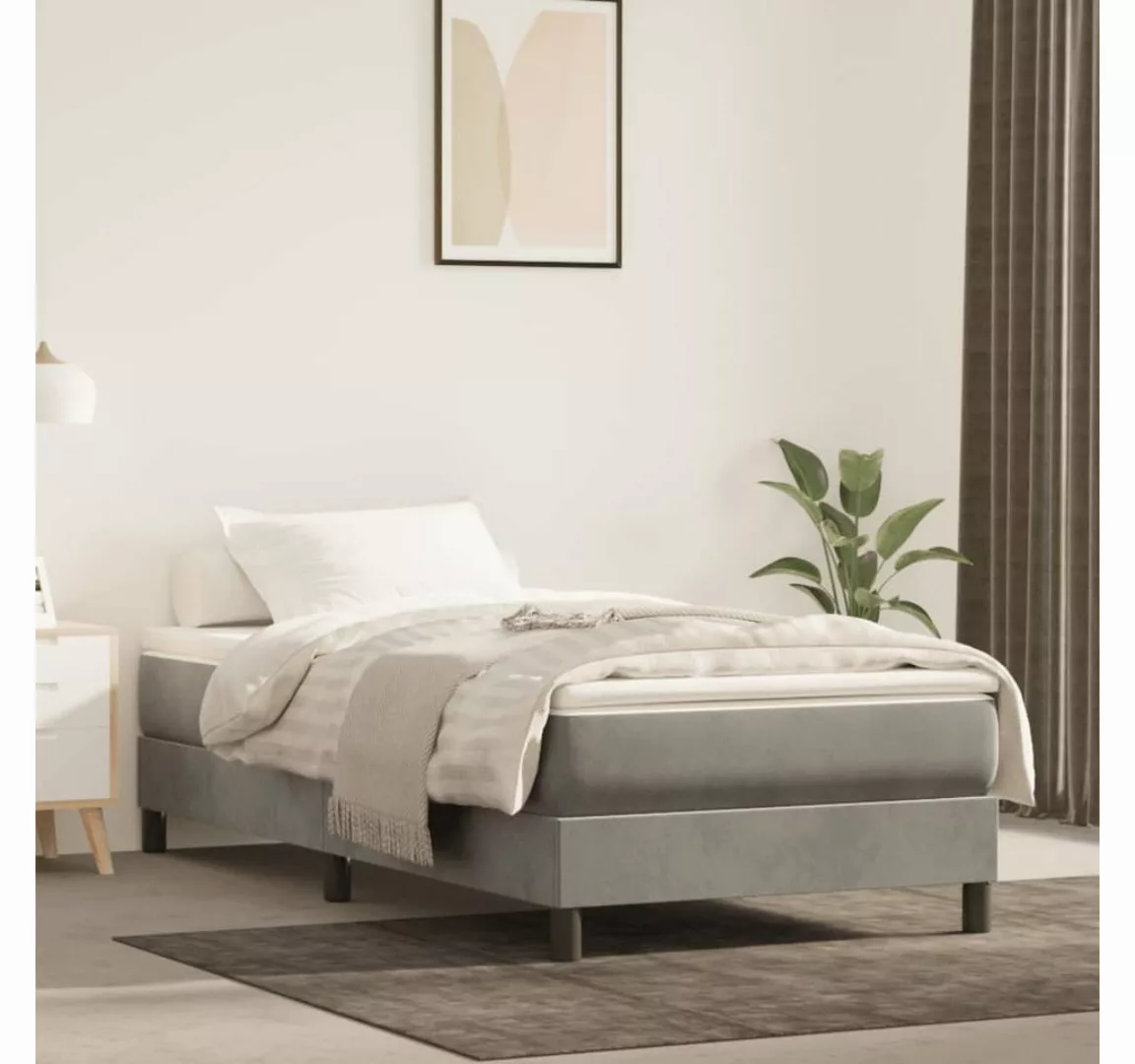 furnicato Bett Boxspringbett mit Matratze Hellgrau 100x200 cm Samt günstig online kaufen