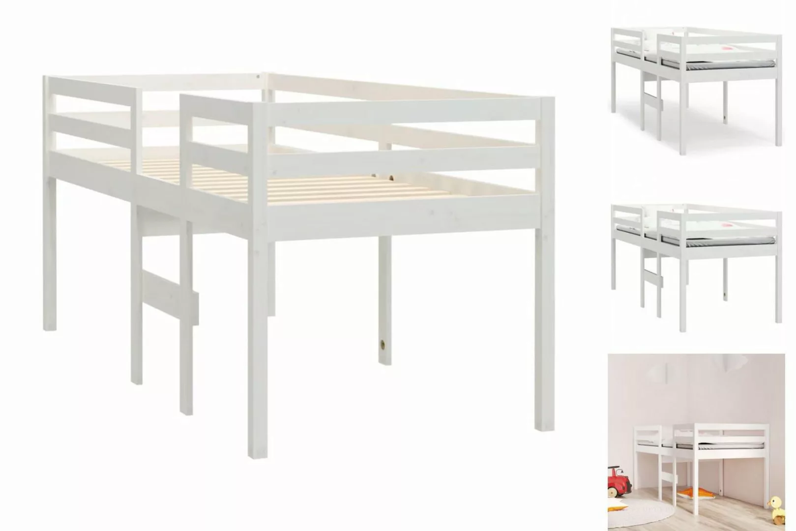 vidaXL Etagenbett Hochbett Weiß 90x190 cm Massivholz Kiefer Bett Bettgestel günstig online kaufen