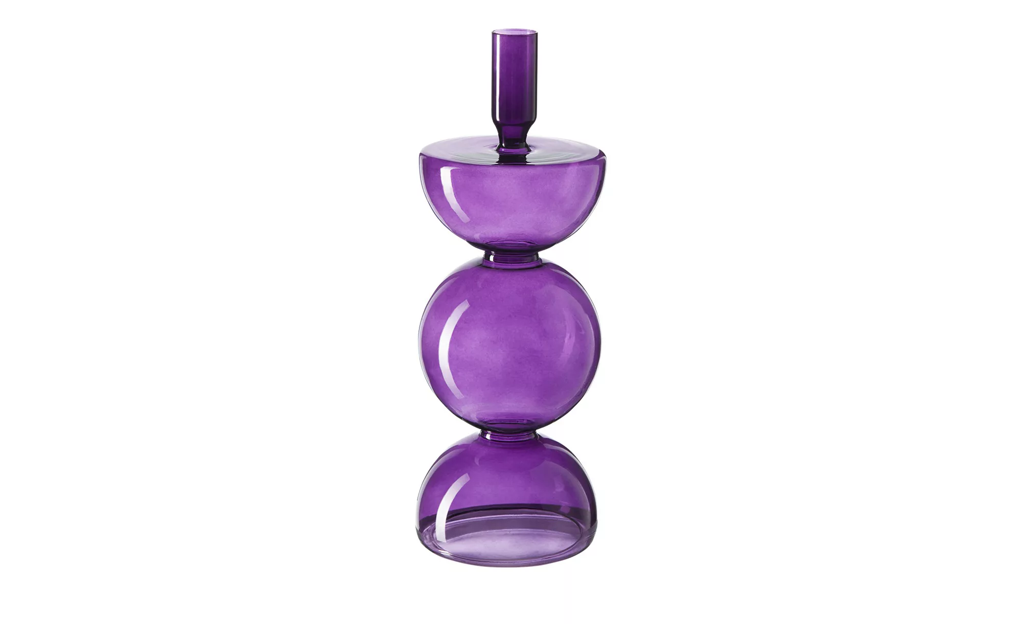 HOME STORY Kerzenständer   ¦ lila/violett ¦ Glas ¦ Maße (cm): H: 27,5  Ø: 1 günstig online kaufen