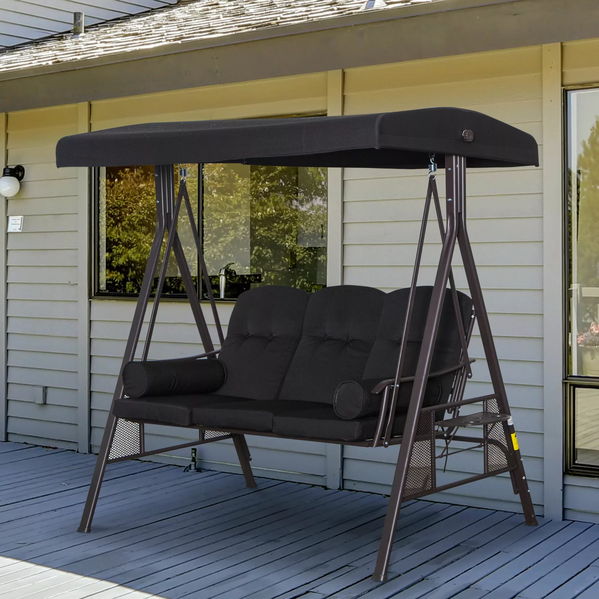 Outsunny 3-Sitzer Hollywoodschaukel Gartenschaukel mit Sonnendach Kissen Me günstig online kaufen