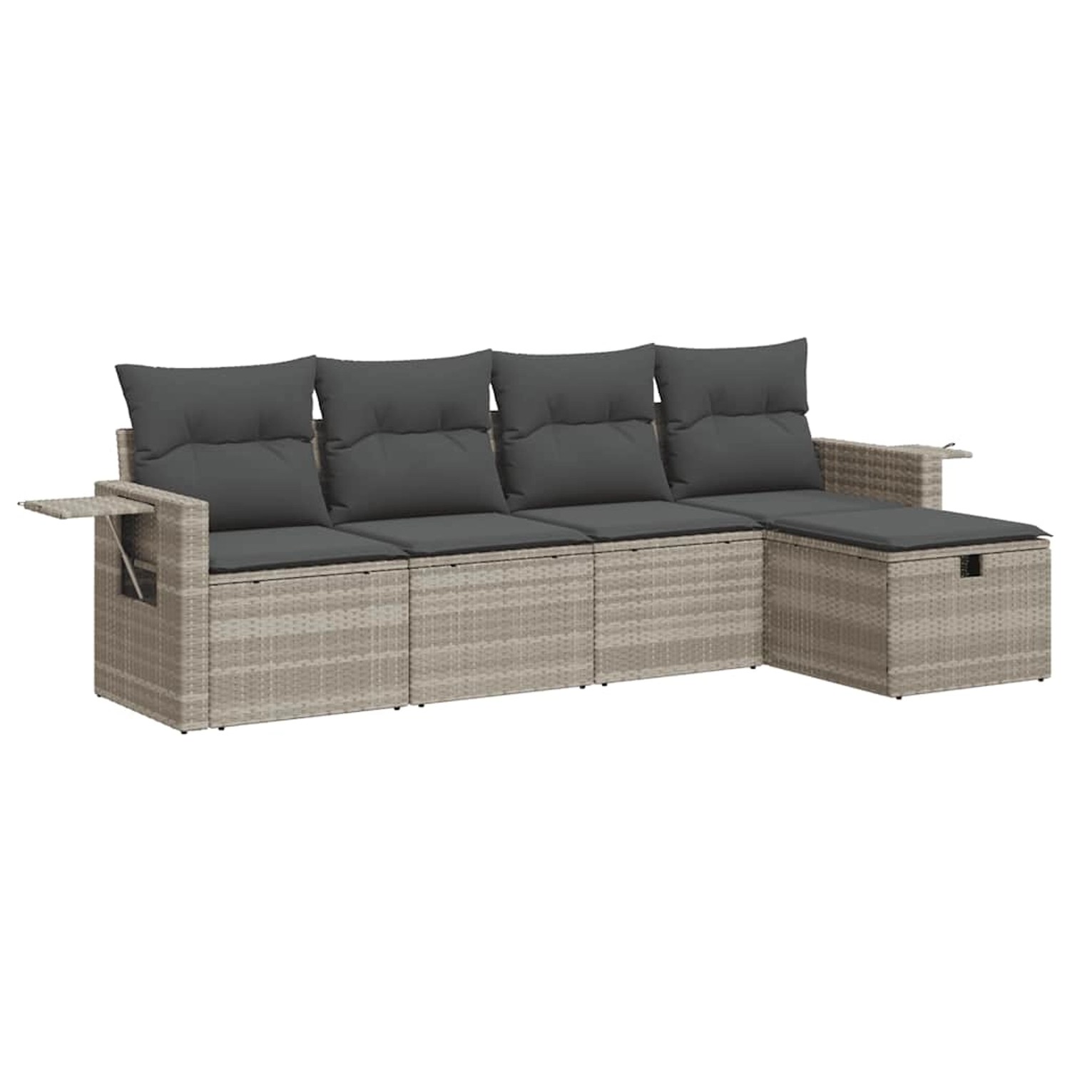 vidaXL 5-Tlg Garten-Sofagarnitur mit Kissen Hellgrau Poly Rattan 3325468 günstig online kaufen
