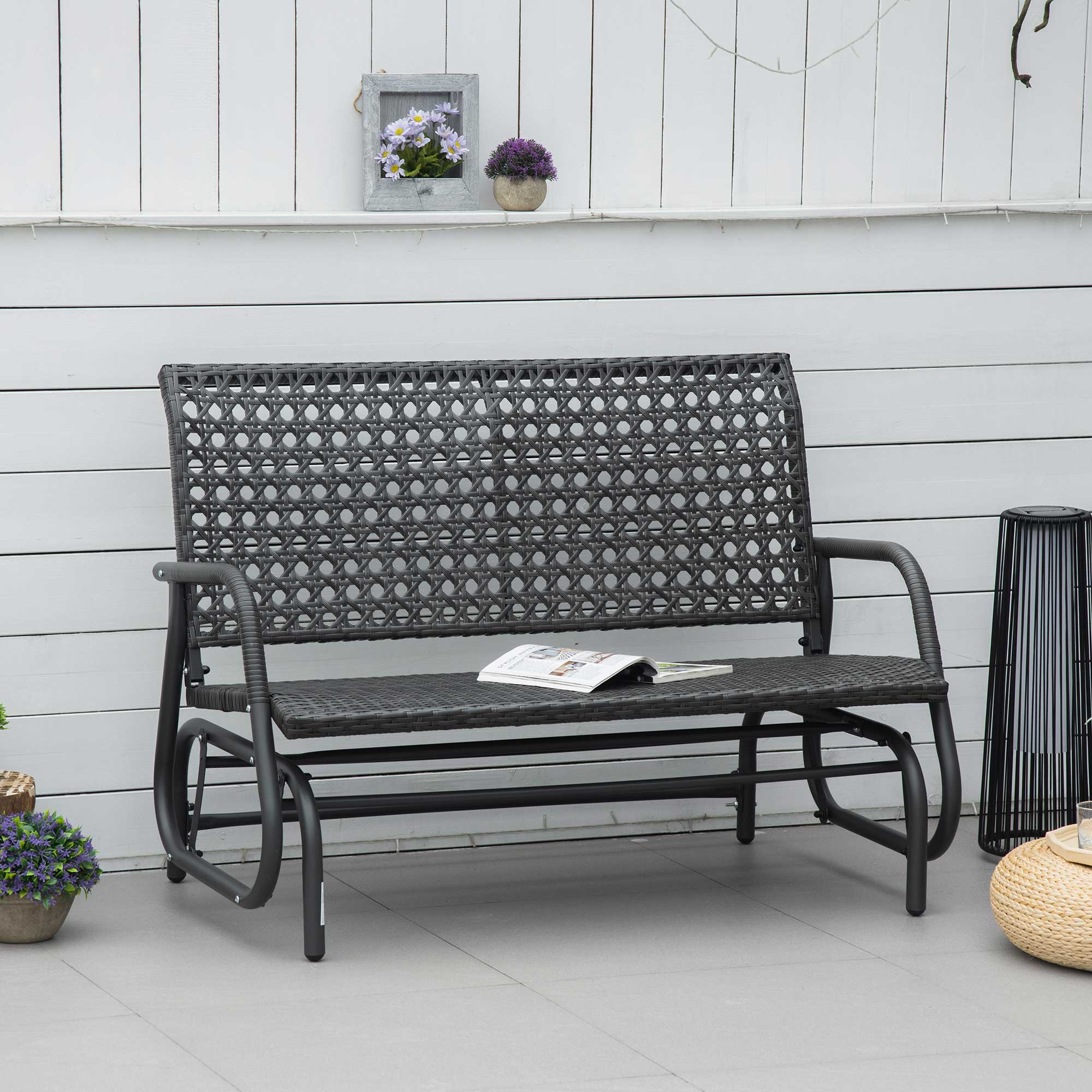 Outsunny Polyrattan Schaukelbank 2-Sitzer für Terrasse & Garten, Loveseat m günstig online kaufen