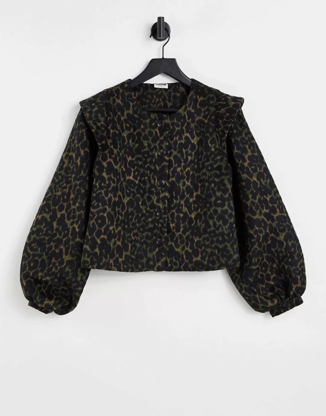 Noisy May – Ela – Jacke mit Puffärmeln, Schulterdetail und dunklem Leoparde günstig online kaufen