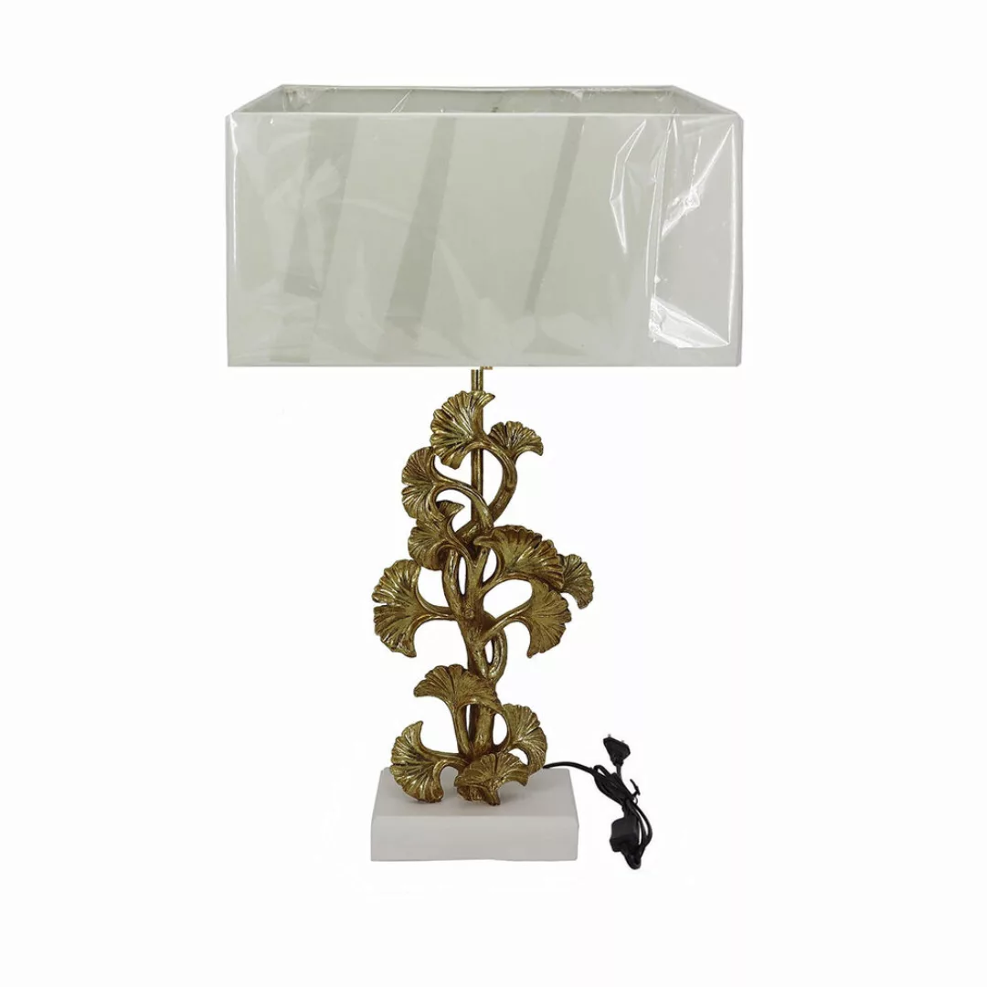 Tischlampe Dkd Home Decor Golden Polyester Weiß Harz (38 X 20 X 59,5 Cm) günstig online kaufen