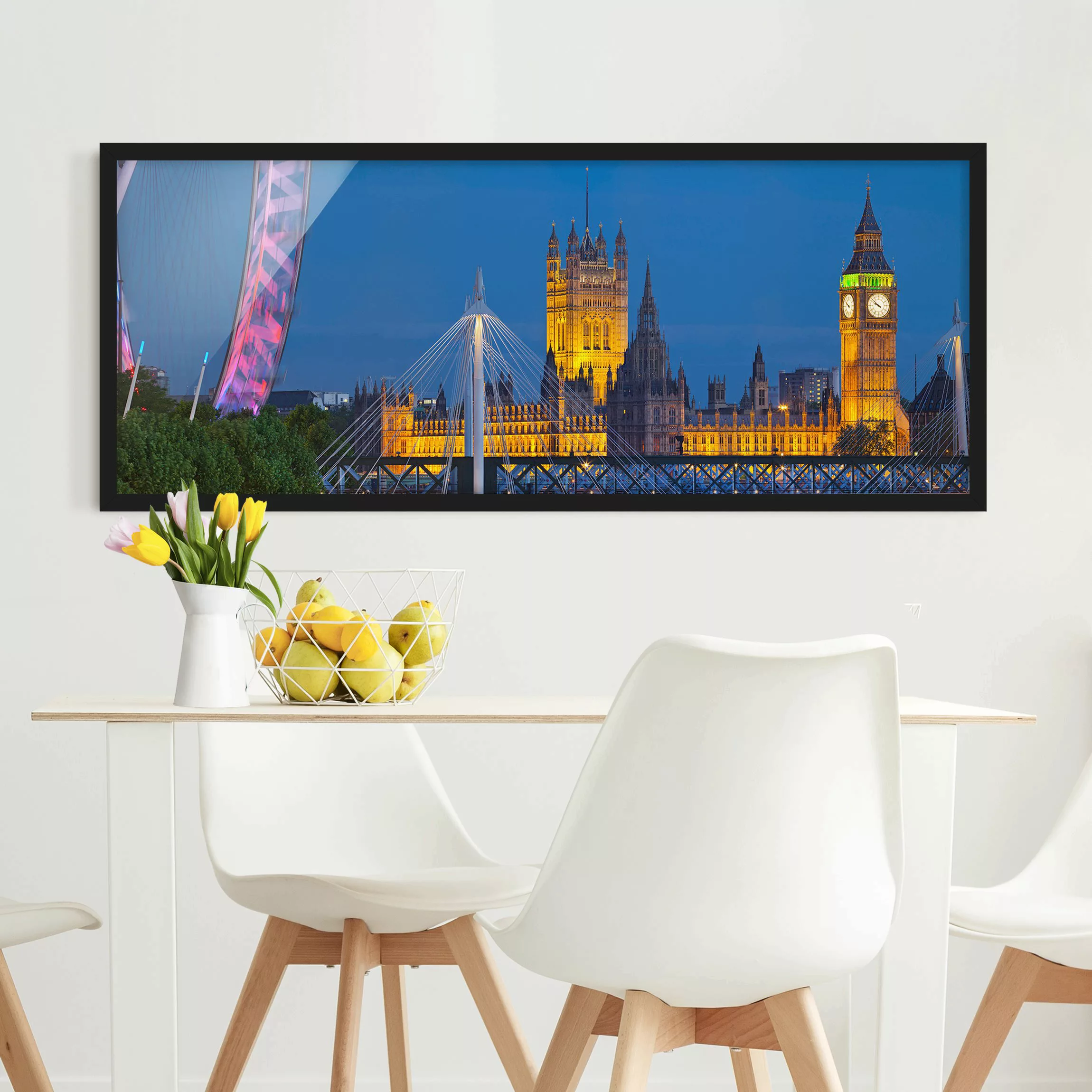 Bild mit Rahmen Architektur & Skyline - Panorama Big Ben und Westminster Pa günstig online kaufen