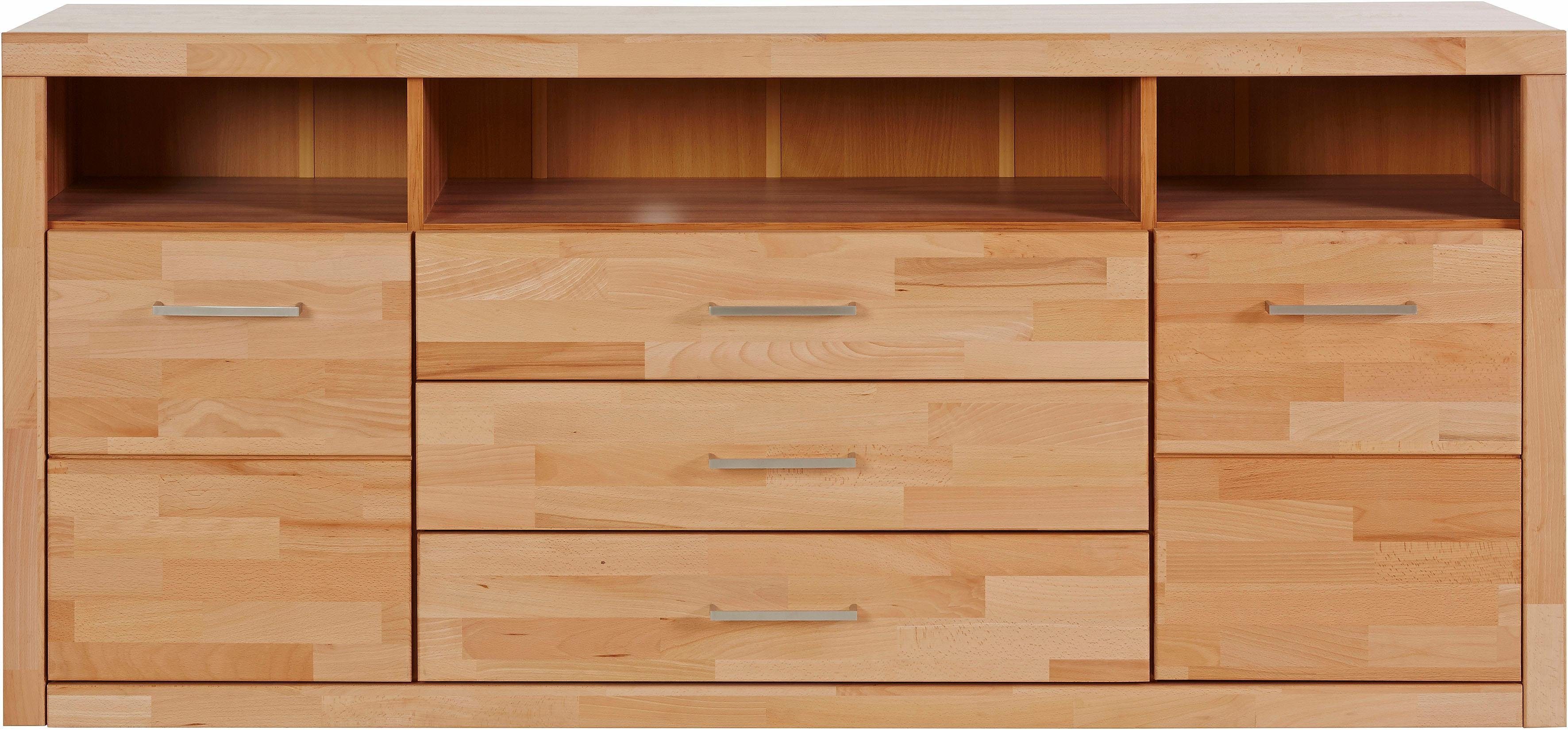 Home affaire Sideboard "Ribe,180cm breit, Fronten Massivholz,7 Fächer", Hol günstig online kaufen