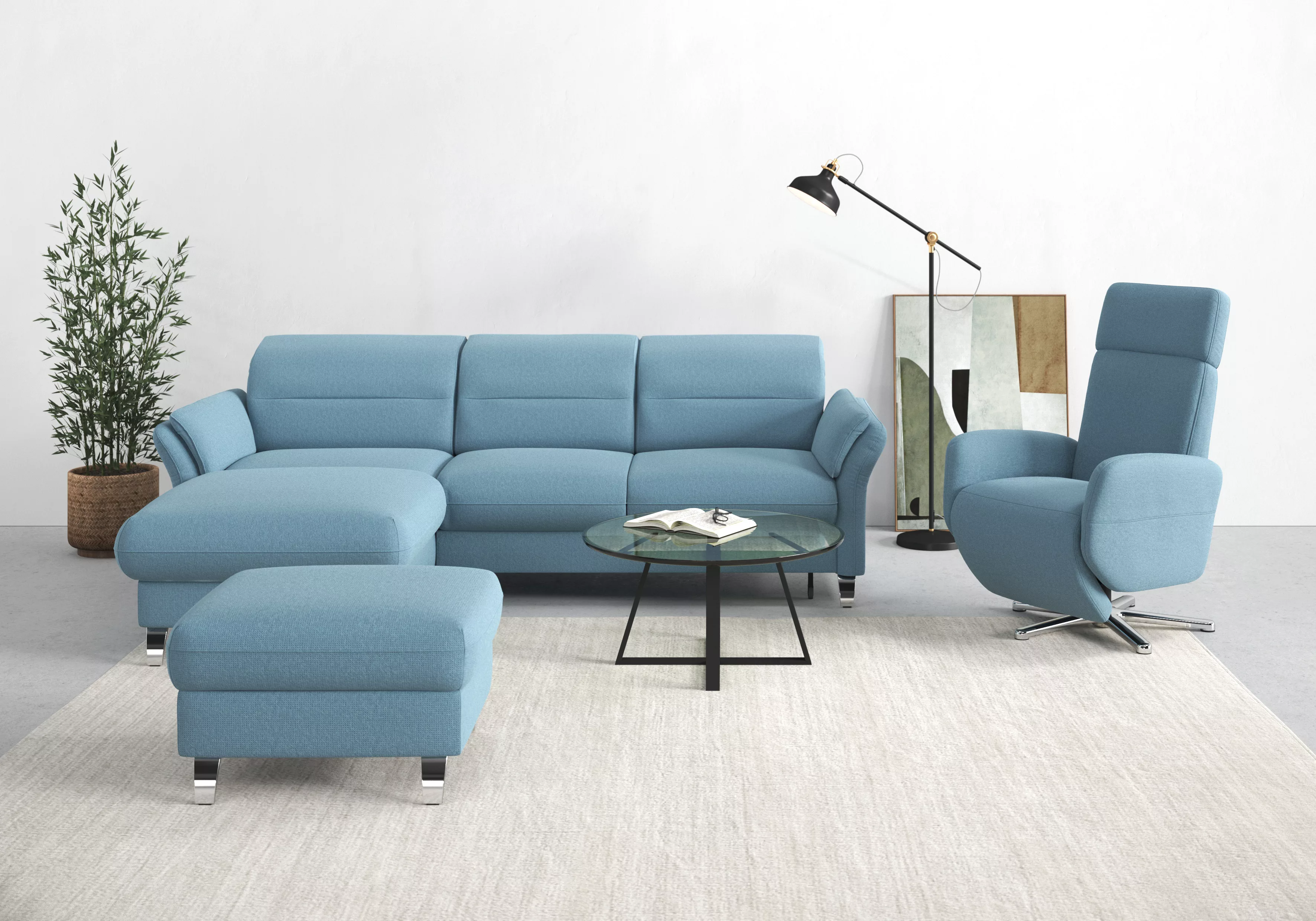 sit&more Ecksofa »Grenoble L-Form mit Federkern«, wahlweise mit Bettfunktio günstig online kaufen