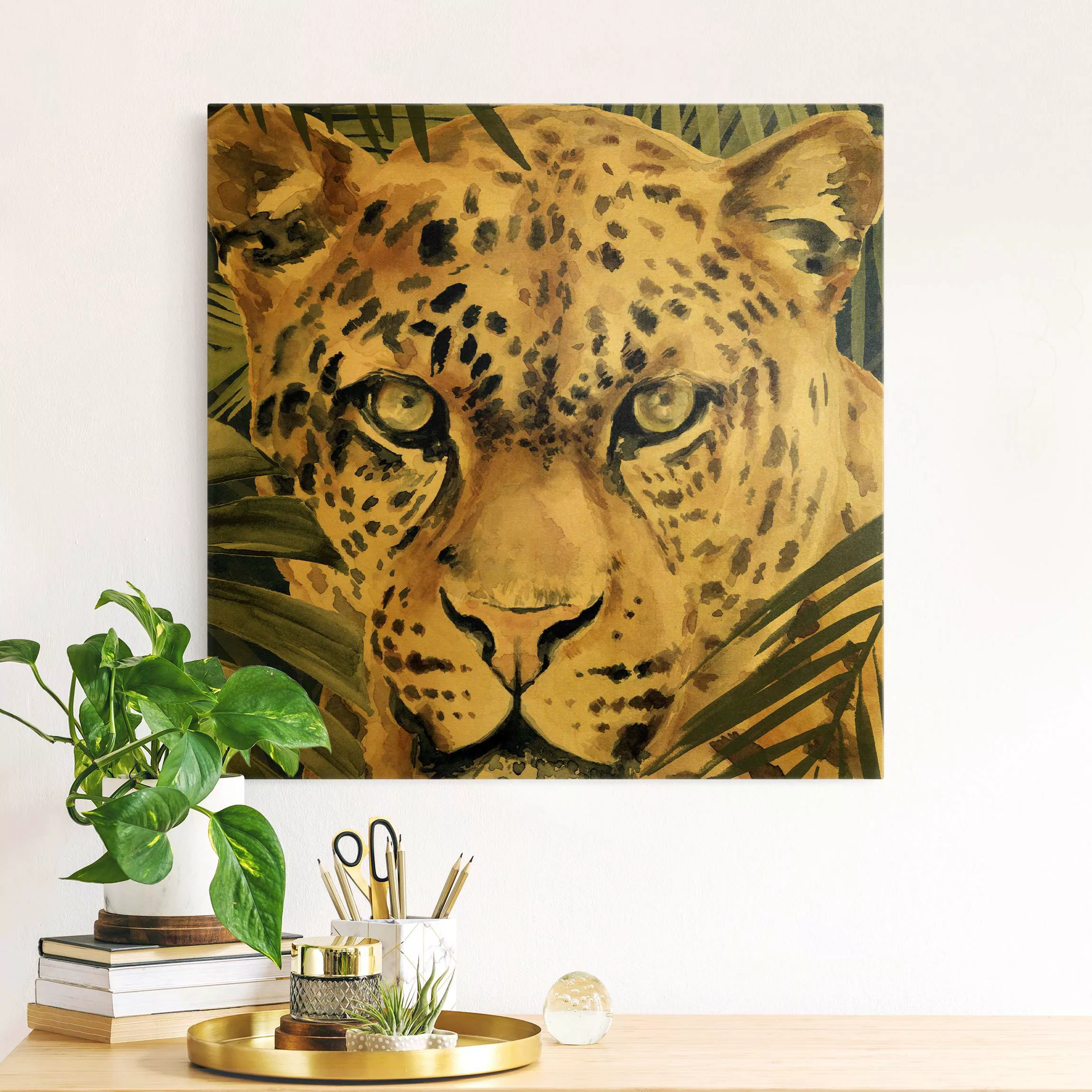 Leinwandbild Leopard im Dschungel günstig online kaufen