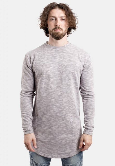 Blackskies T-Shirt Round Langarm Longshirt Sweater Grau Melange Medium günstig online kaufen