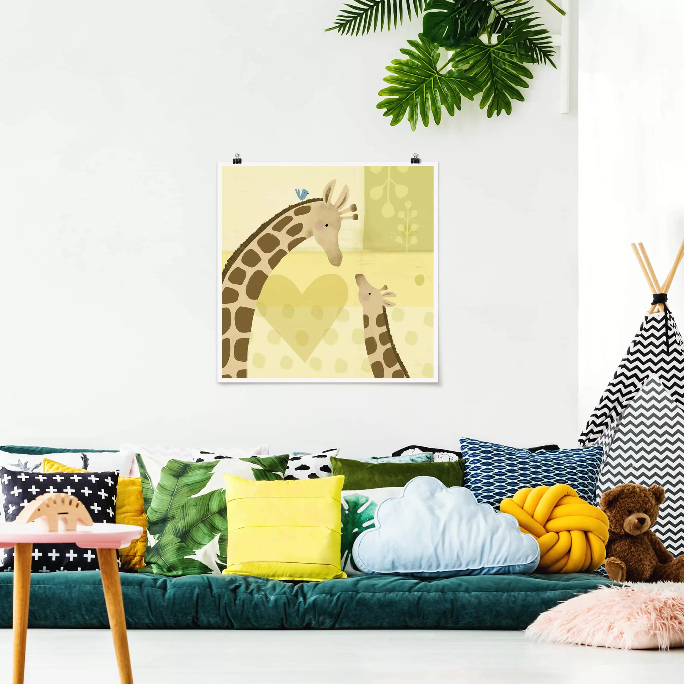 Poster - Quadrat Mama und ich - Giraffen günstig online kaufen