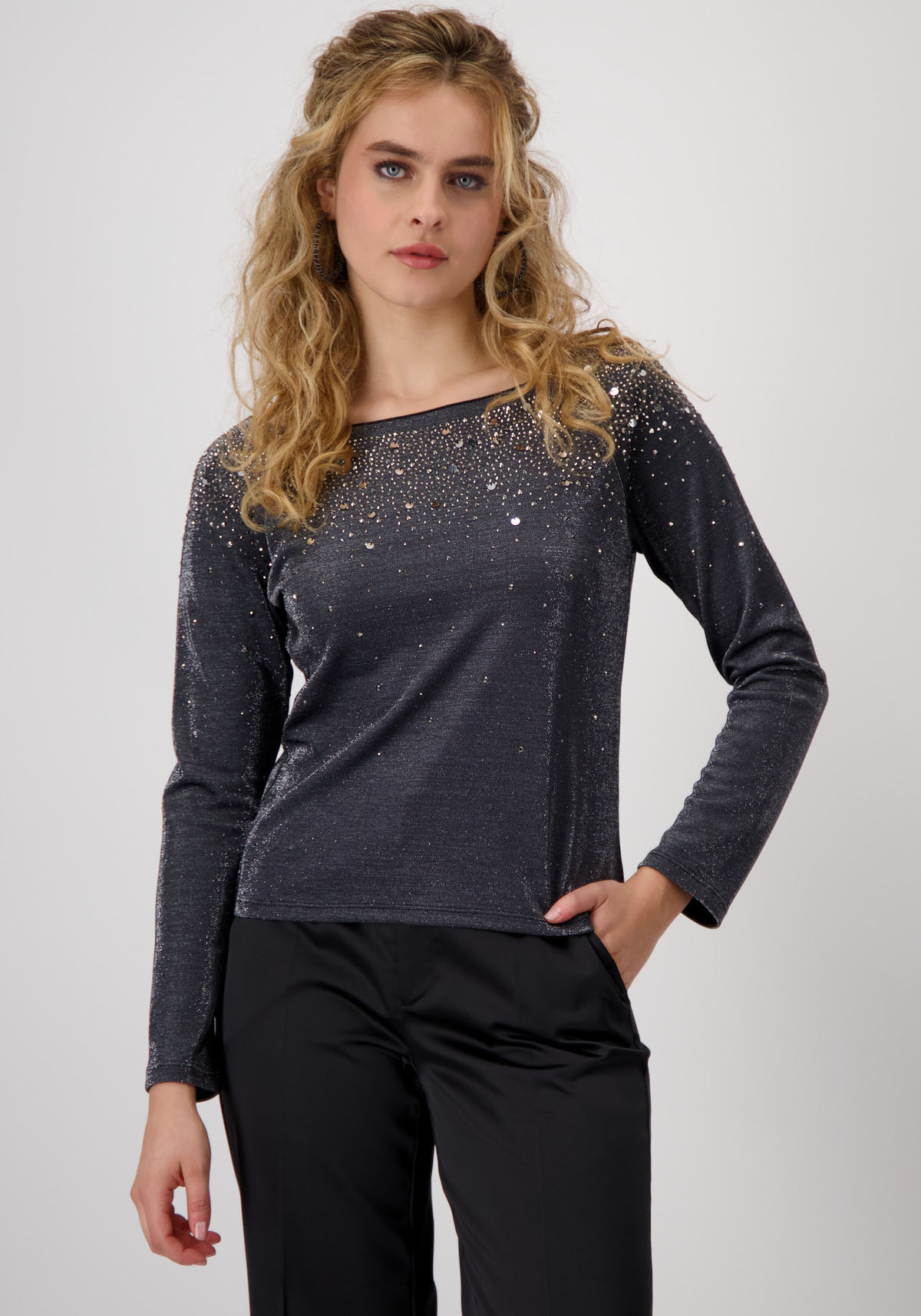 Monari Rundhalsshirt, mit Glitzersteinchen günstig online kaufen