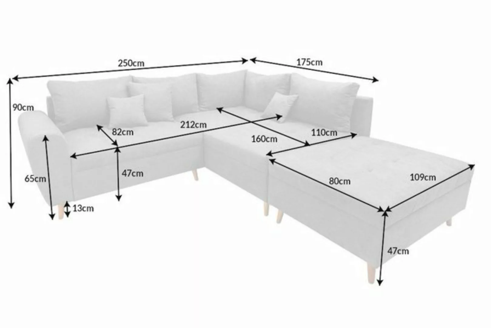 riess-ambiente Ecksofa SCANDINAVIA 250cm hellgrau, 2 Teile, mit Kissen günstig online kaufen