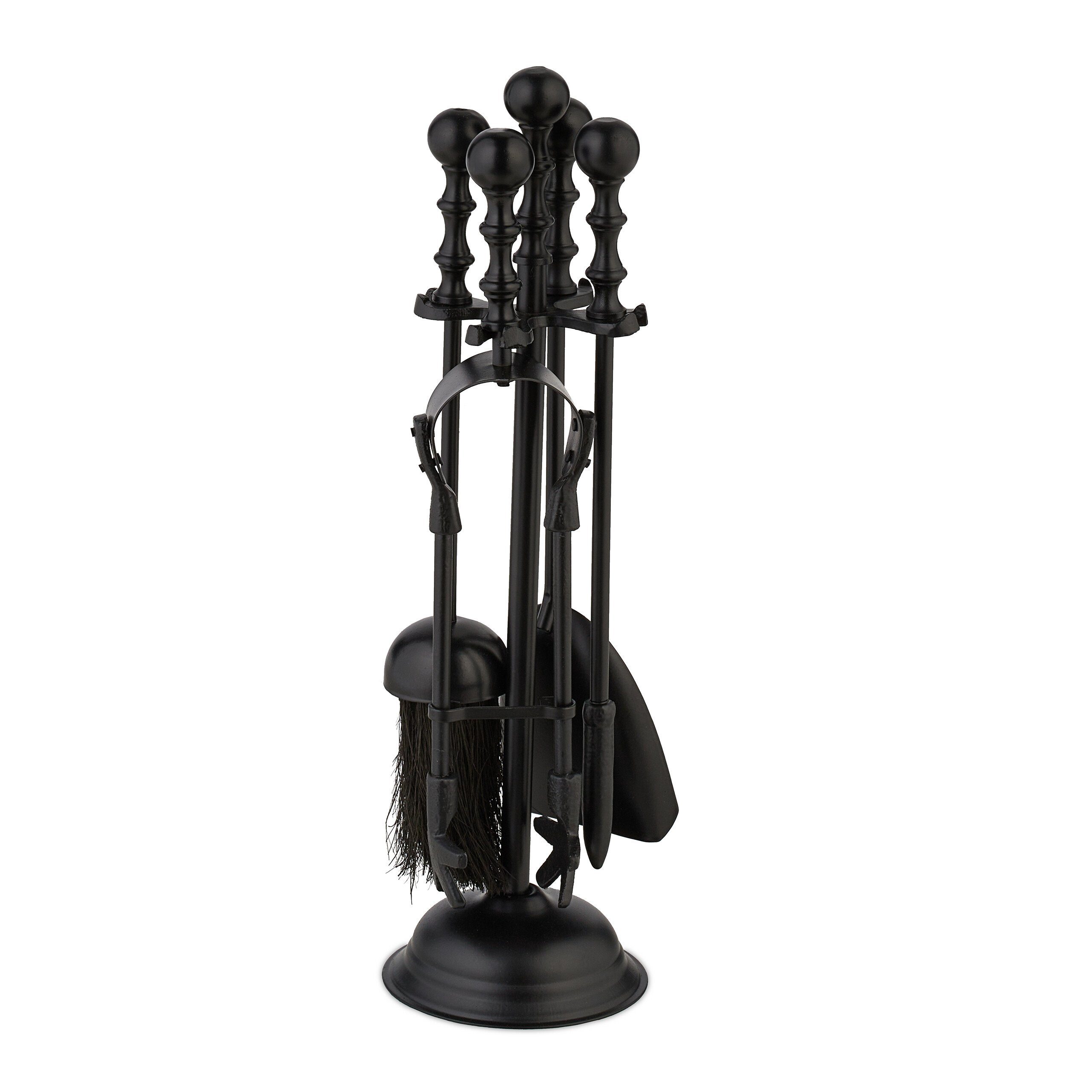 relaxdays Kamingarnitur 5-teiliges Kaminbesteck in Schwarz günstig online kaufen