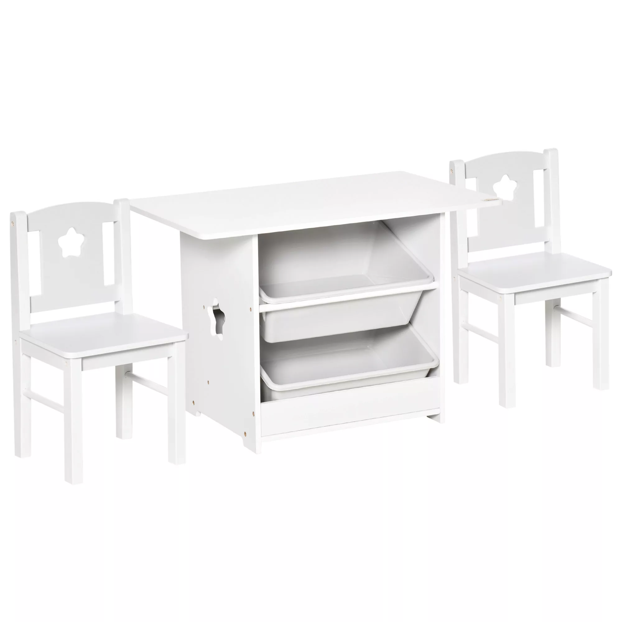 Set mit 1 Kindertisch & 2 Stühlen, MDF, für Kleinkinder, Weiß+Grau, 71x48x4 günstig online kaufen