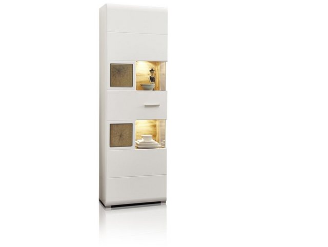 Moebel-Eins Vitrine FELIPA Vitrine, Material MDF, weiss/eichefarbig / Hirnh günstig online kaufen