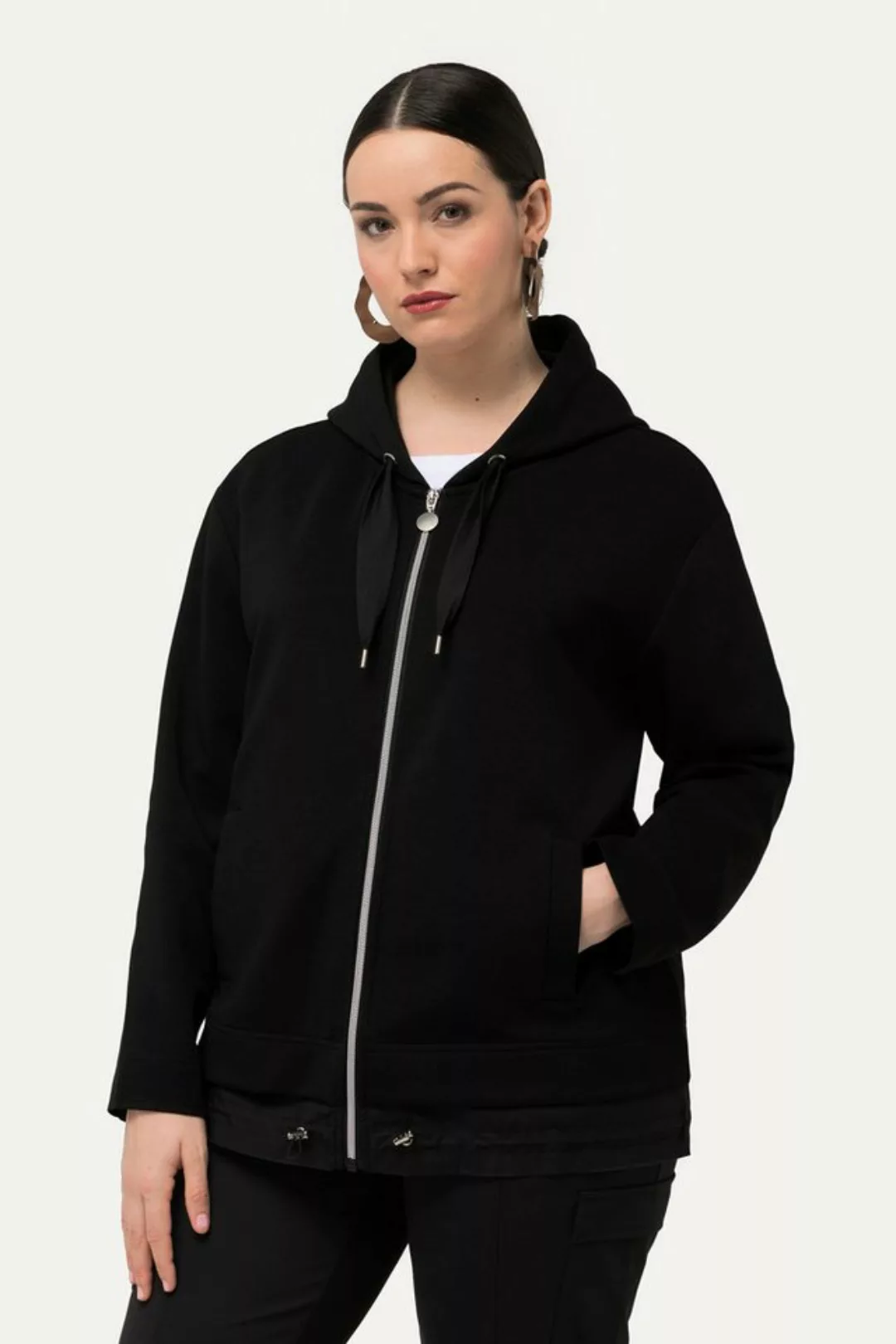 Ulla Popken Sommerjacke Kapuzenjacke Bindeband doppelter Saum günstig online kaufen