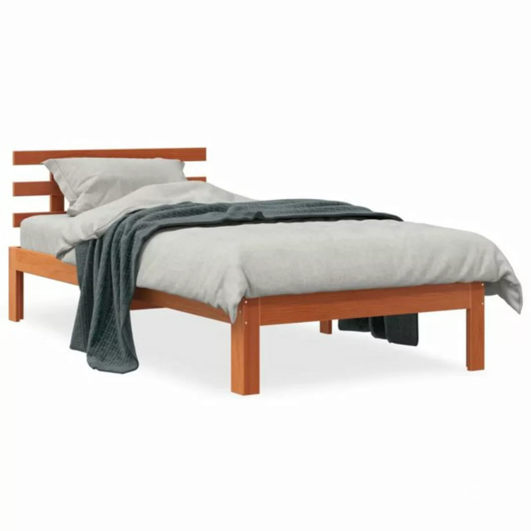 vidaXL Bett Massivholzbett ohne Matratze Wachsbraun 100x200 Kiefernholz günstig online kaufen