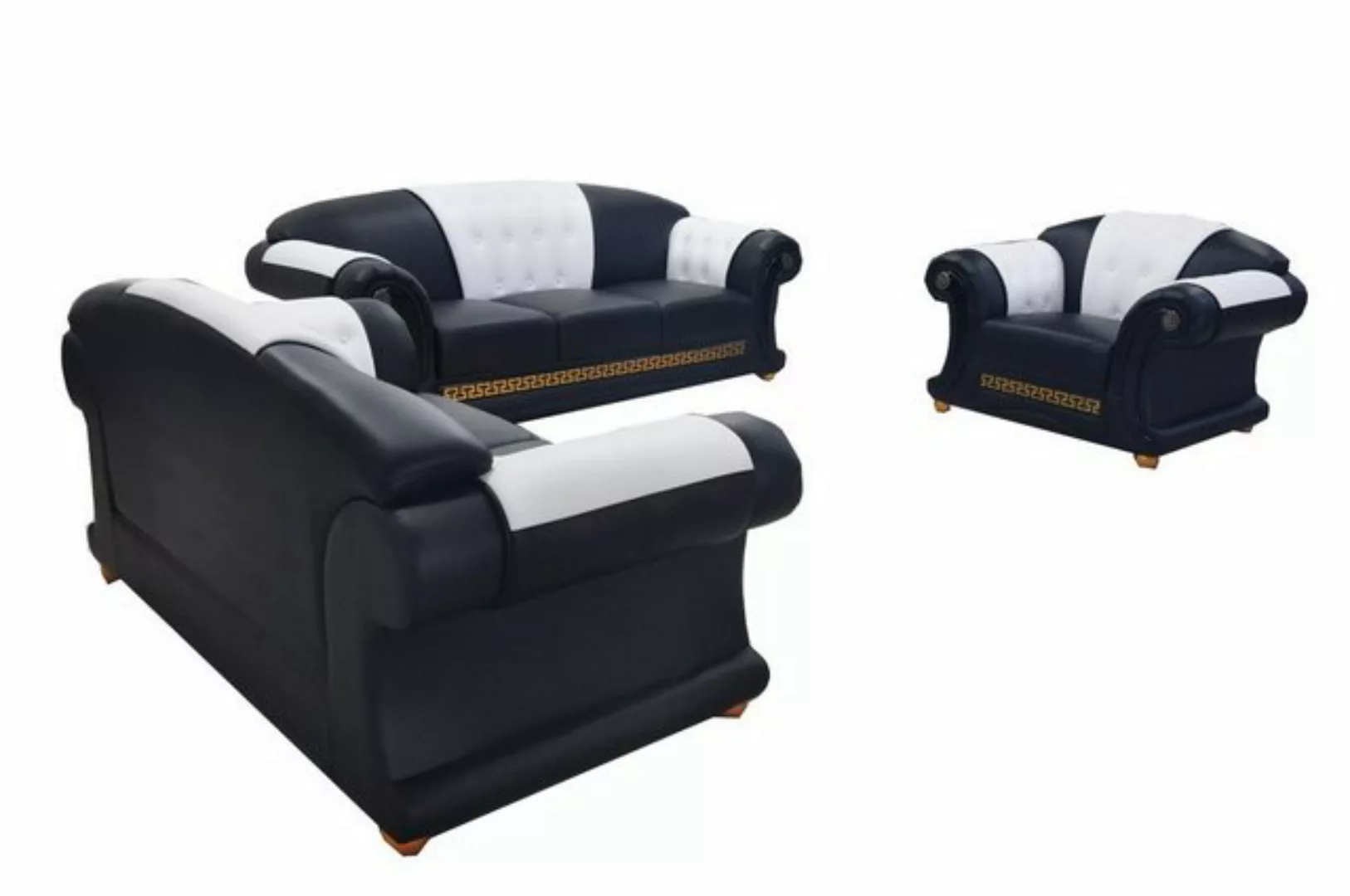JVmoebel Sofa 3+2+1 Garnitur Leder Sofa Couch Polster Sofas Wohnlandschaft günstig online kaufen