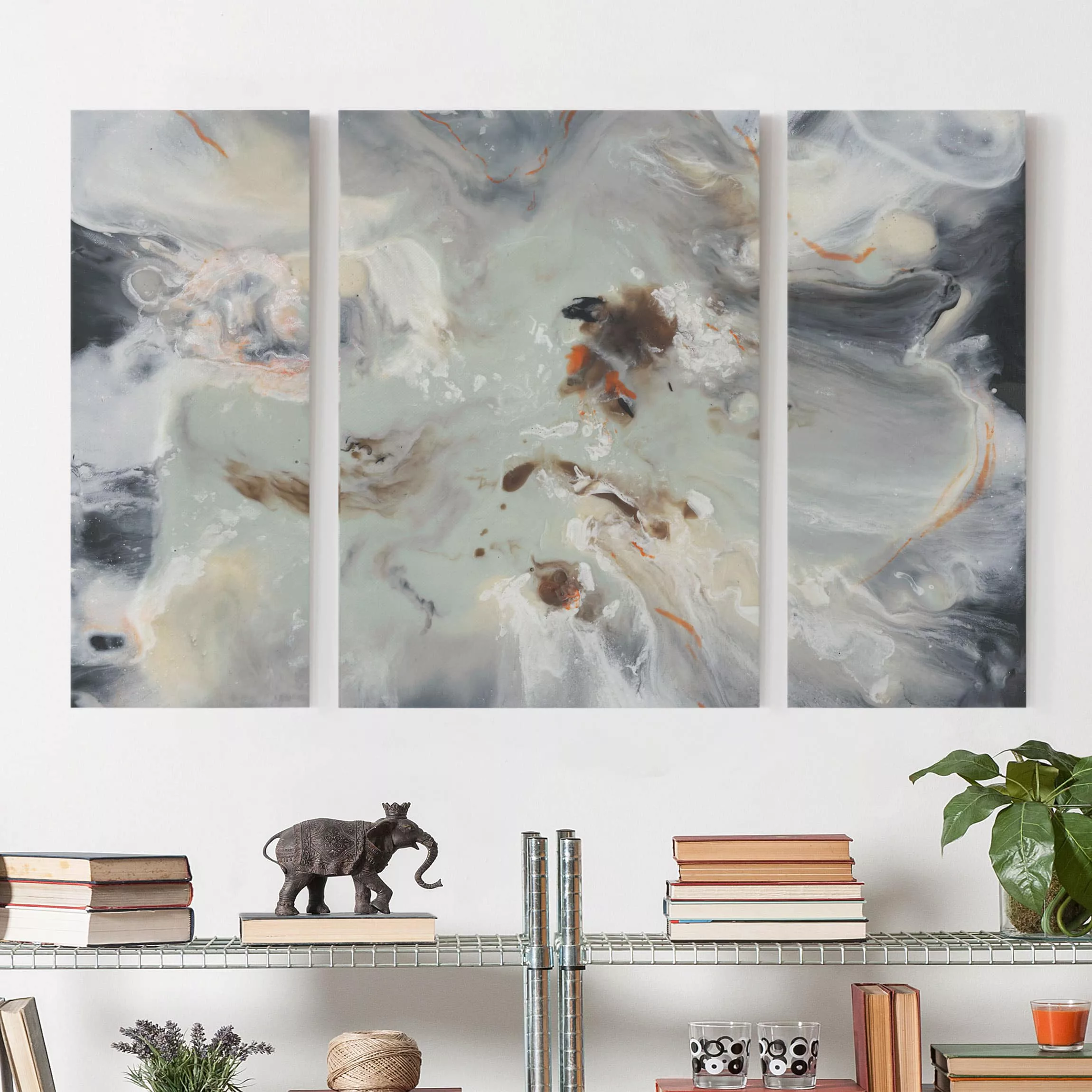3-teiliges Leinwandbild Abstrakt - Querformat Gezeiten mit Strandgut IV günstig online kaufen