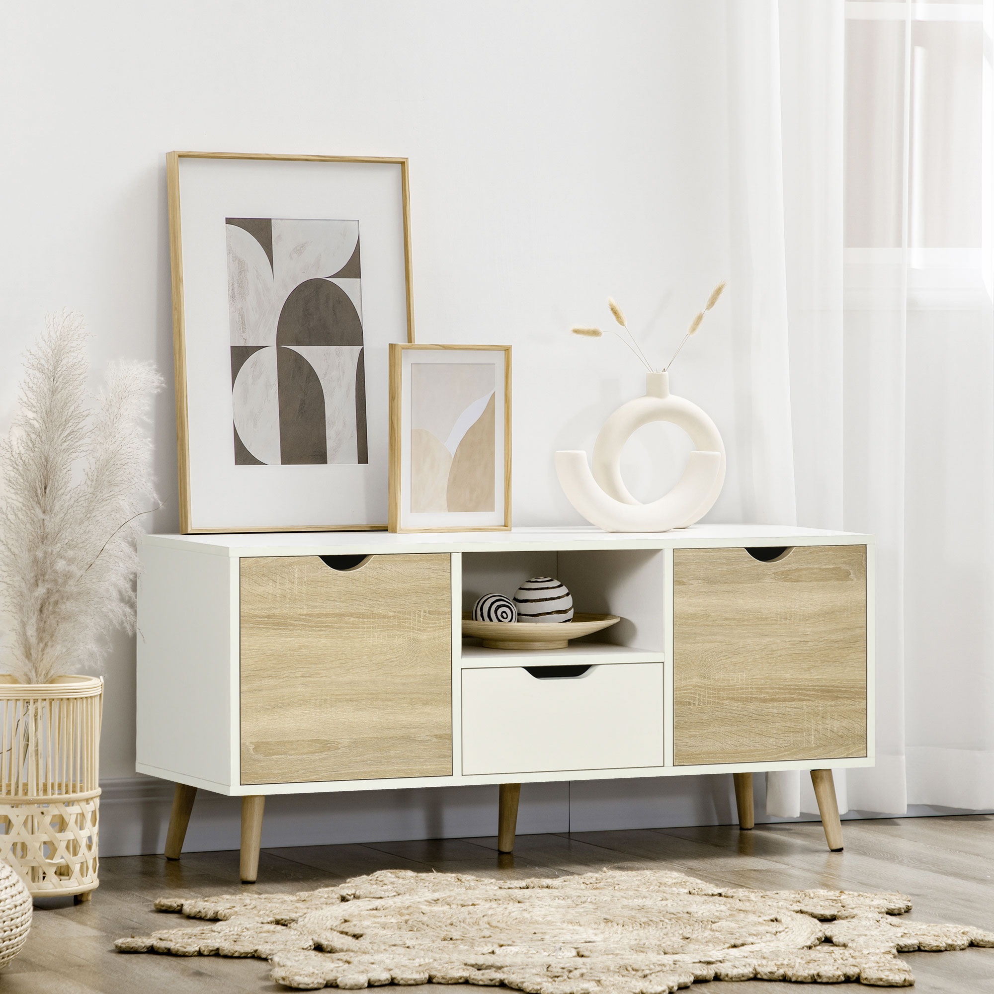 HOMCOM TV Schrank TV Sideboard Aufbewahrungsschrank auf Beinen mit 2 Schrän günstig online kaufen