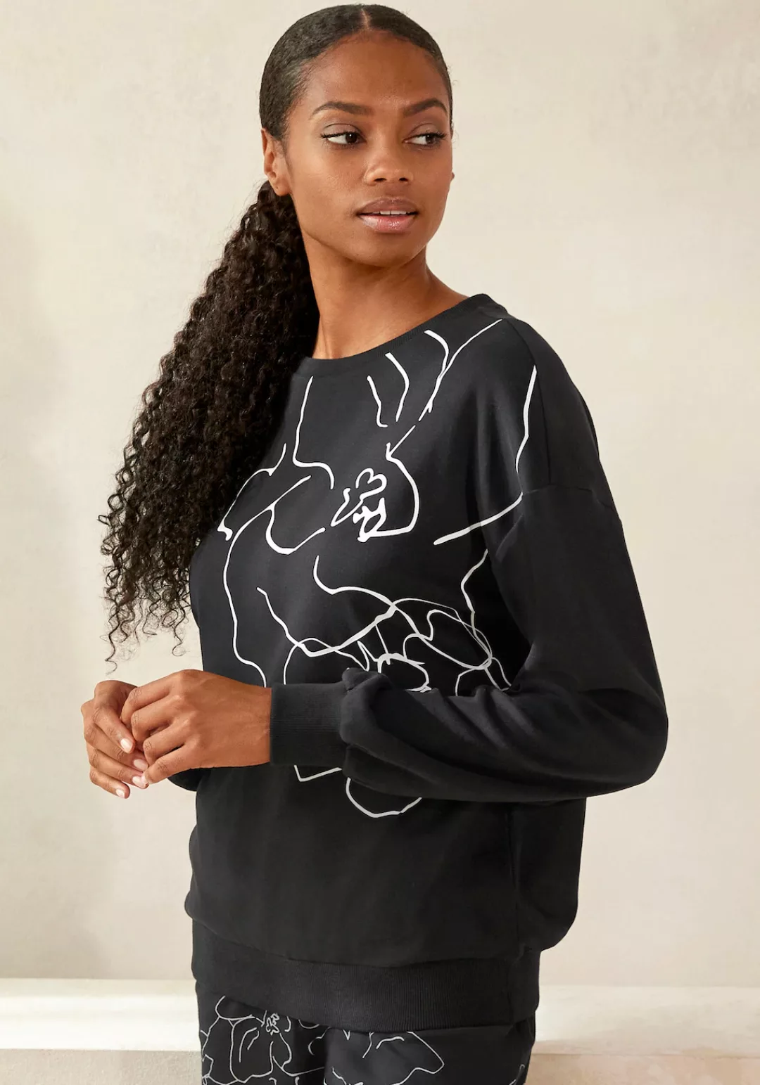 LASCANA Sweatshirt -Loungeshirt mit Druck, Loungewear günstig online kaufen