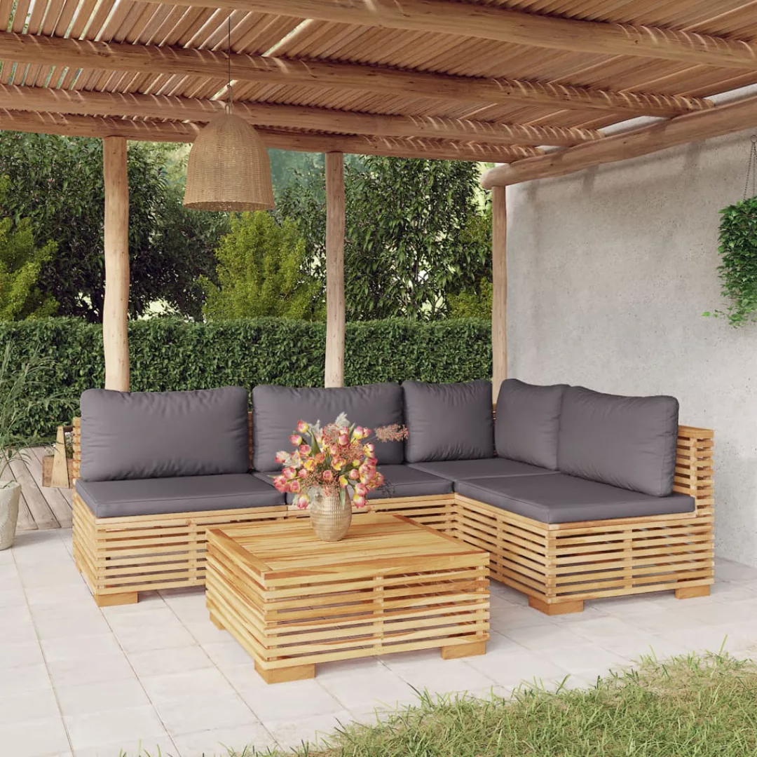 Vidaxl 5-tlg. Garten-lounge-set Mit Kissen Massivholz Teak günstig online kaufen