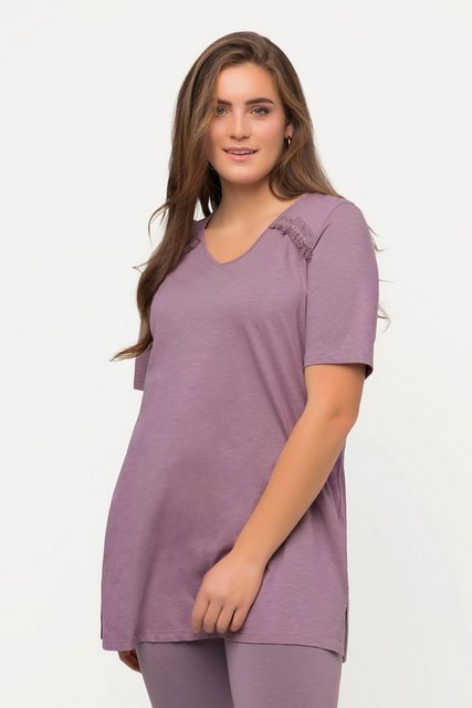 Ulla Popken Longshirt T-Shirt A-Line V-Ausschnitt Halbarm günstig online kaufen