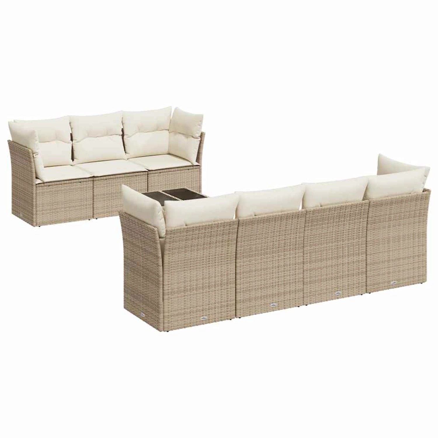 vidaXL 8-Tlg Garten-Sofagarnitur mit Kissen Beige Poly Rattan 3217278 günstig online kaufen