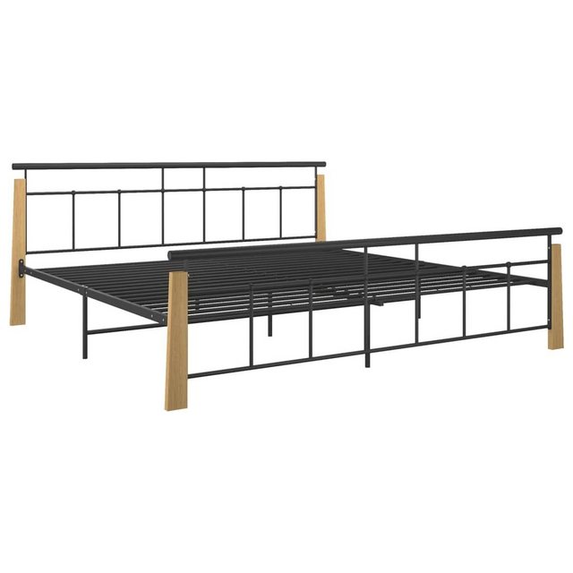 vidaXL Bettgestell Bettgestell Metall und Massivholz Eiche 200x200 cm Doppe günstig online kaufen