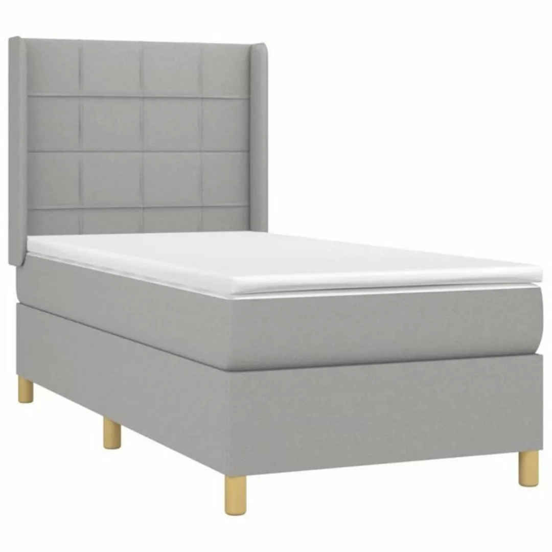 furnicato Bett Boxspringbett mit Matratze Hellgrau 90x190 cm Stoff (1-tlg) günstig online kaufen