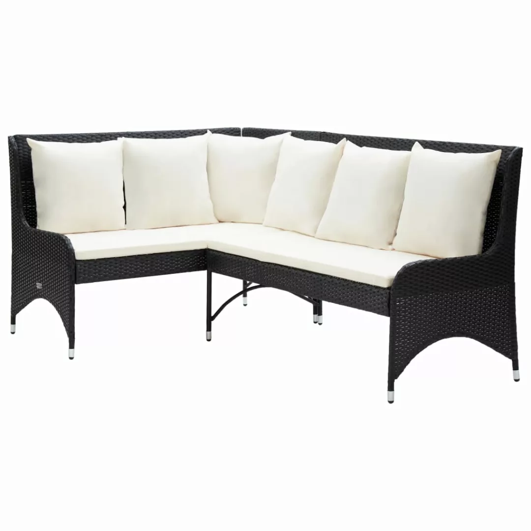 Garten-ecksofa 2-tlg. Poly Rattan Schwarz günstig online kaufen