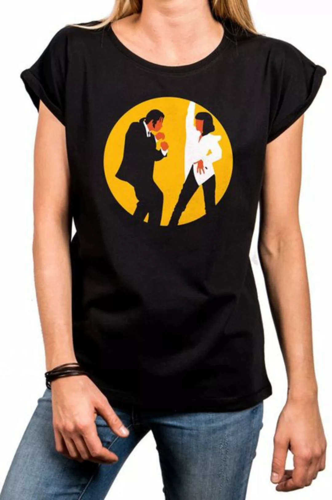 MAKAYA T-Shirt Damen Kurzarm Sommer Top mit Aufdruck Pulp Dance Damenshirt günstig online kaufen