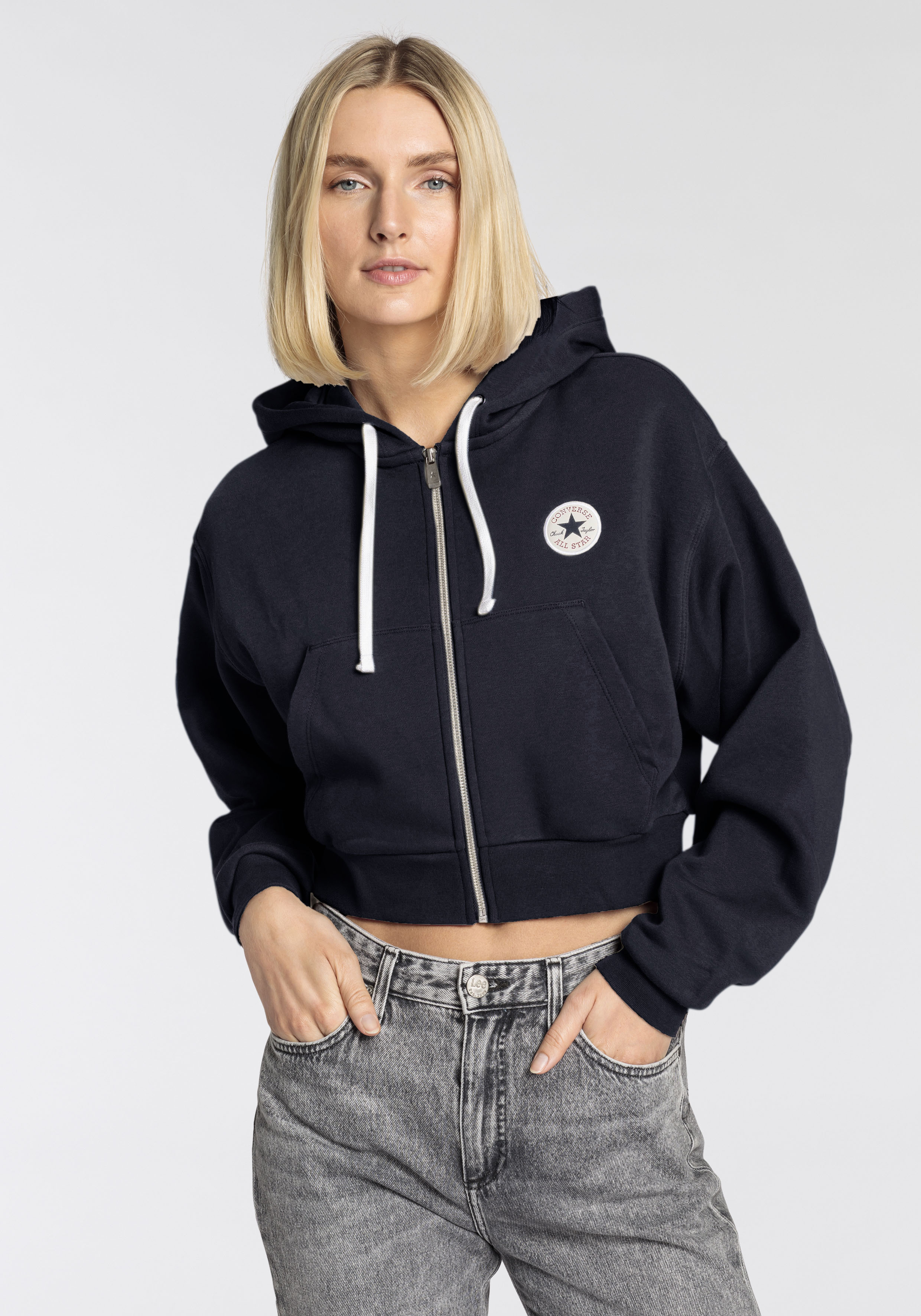 Converse Sweatjacke "WOMENS CONVERSE RETRO FULL-ZIP HOODIE", cropped günstig online kaufen