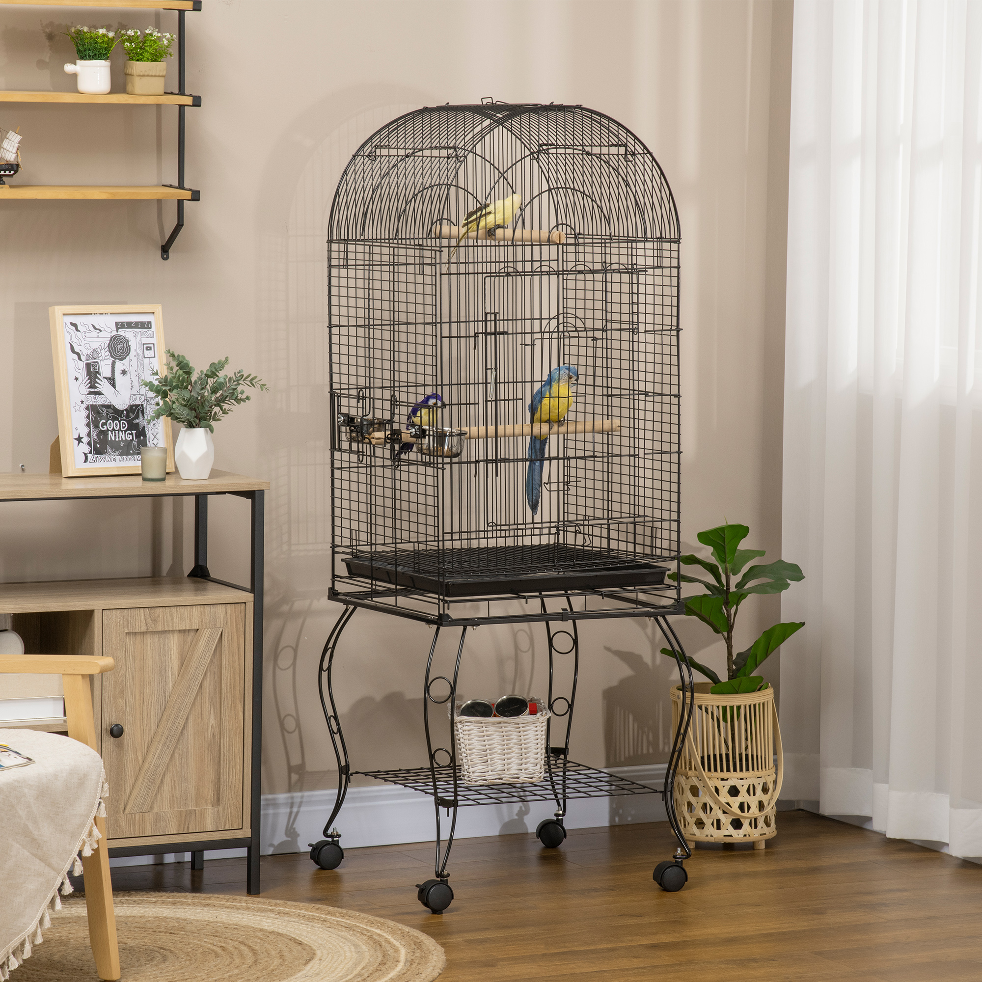 PawHut Vogelkäfig und Kanarienvogel, Voliere für Wellensittiche mit schwarz günstig online kaufen
