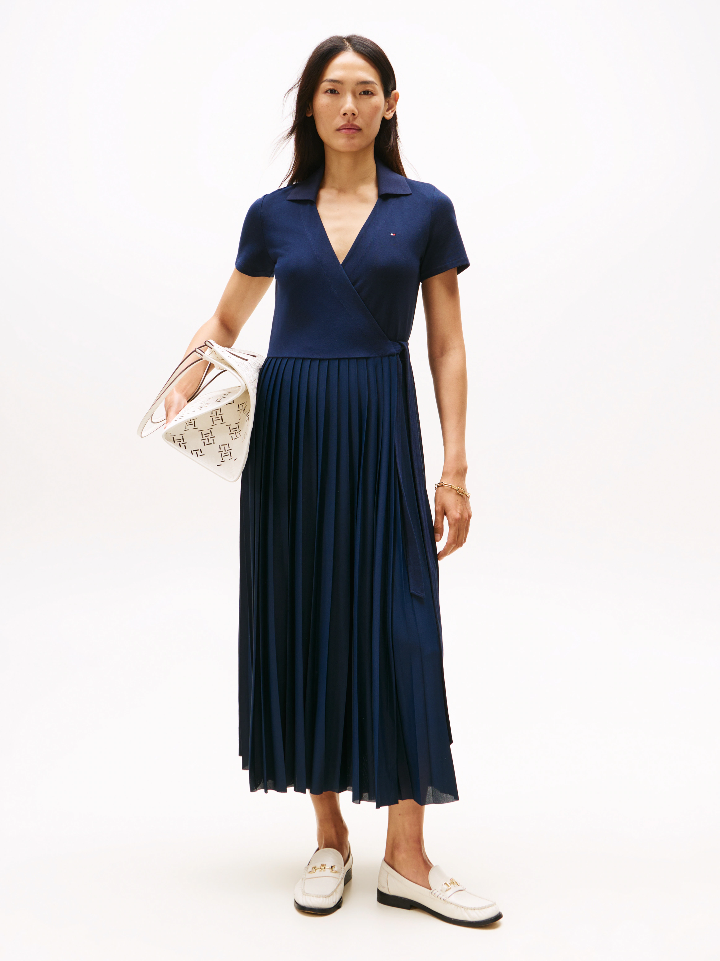 Tommy Hilfiger Wickelkleid "1985 PLEATED WRAP POLO DRS", mit Bundfalten günstig online kaufen