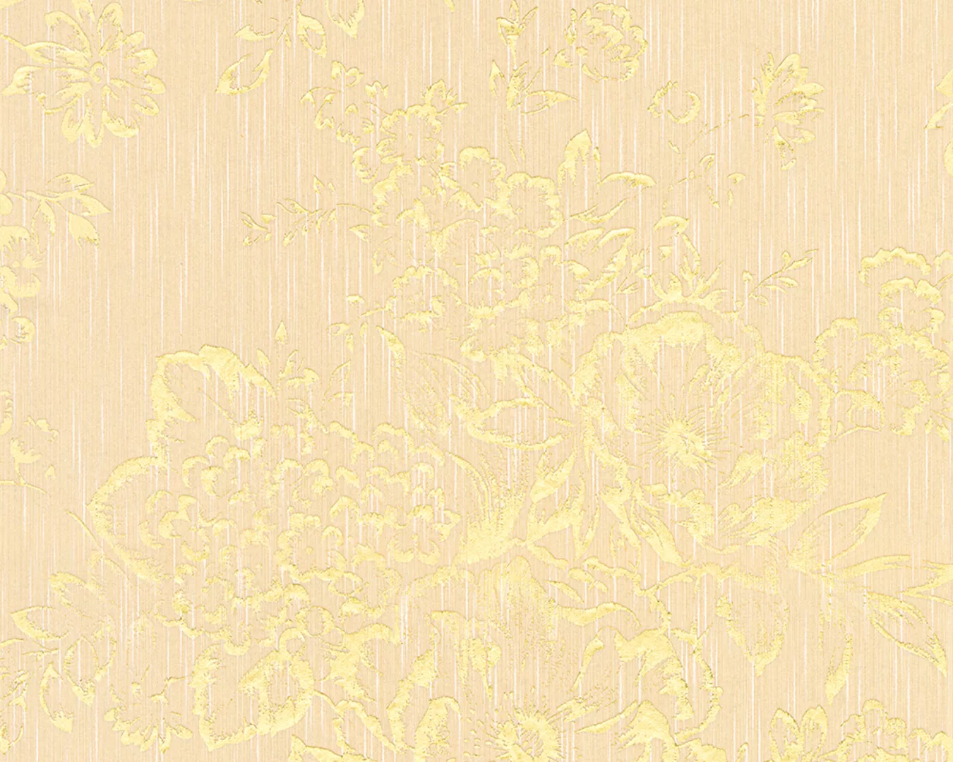 Bricoflor Textil Tapete mit Metallic Effekt Vlies Blumentapete in Gold Gelb günstig online kaufen