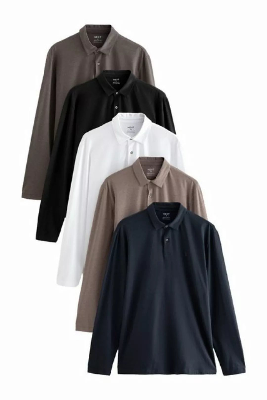 Next Langarm-Poloshirt 5er-Pack Langarm-Poloshirts aus Jersey (5-tlg) günstig online kaufen