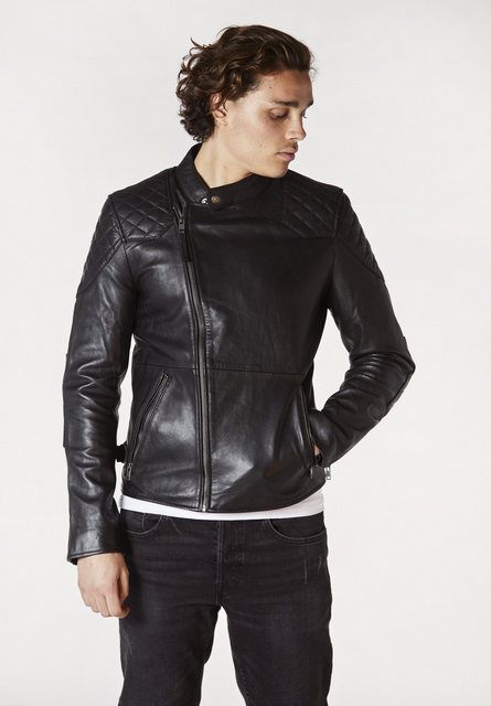 Bolongaro Trevor Lederjacke Badger Biker Racer, Superweiches Leder,asymmetr günstig online kaufen