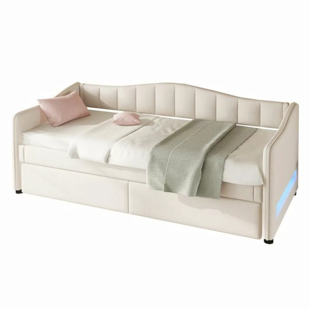 OKWISH Schlafsofa Tagesbett Polsterbett mit ausziehbarem Kinderbett und Lei günstig online kaufen