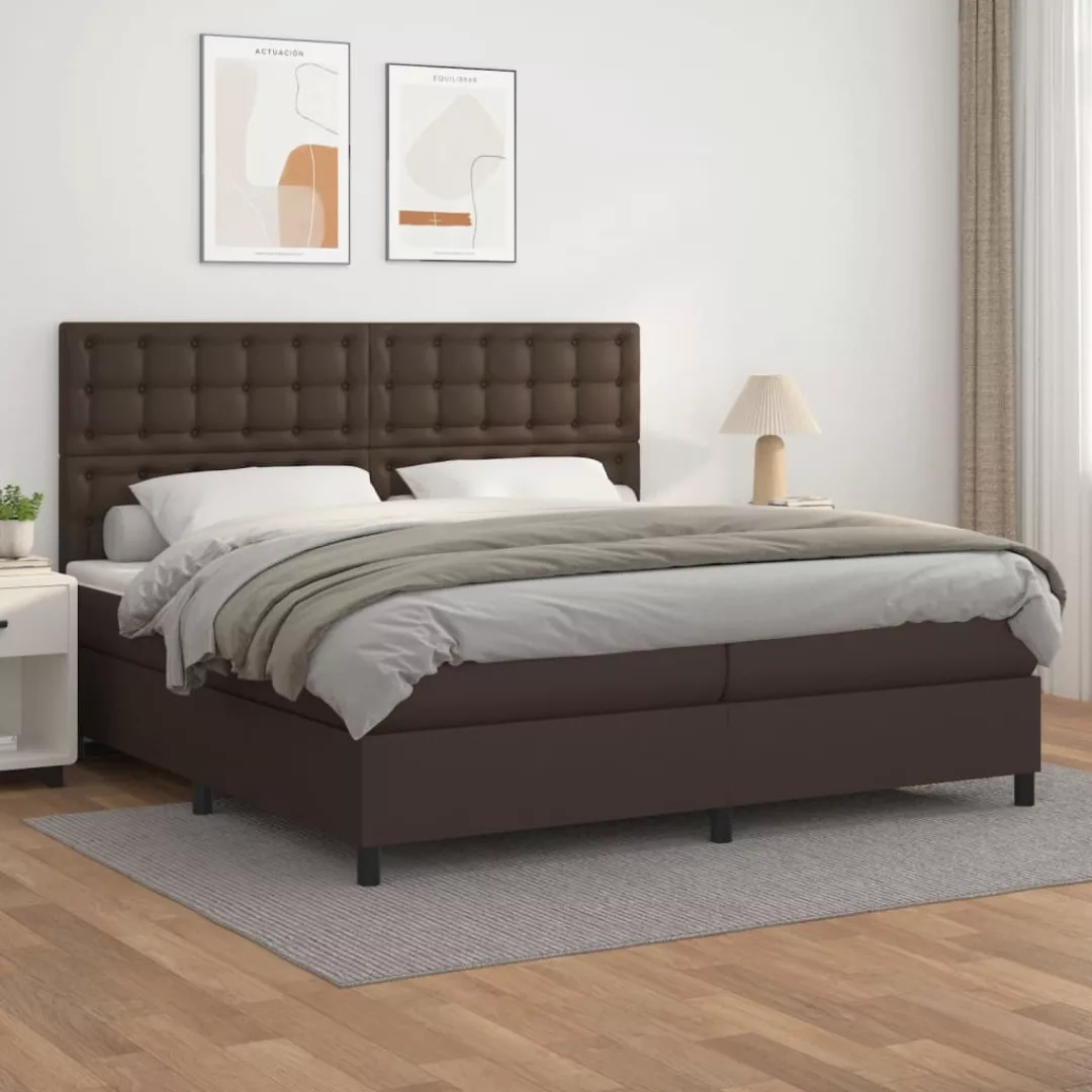 Vidaxl Boxspringbett Mit Matratze Braun 200x200 Cm Kunstleder günstig online kaufen