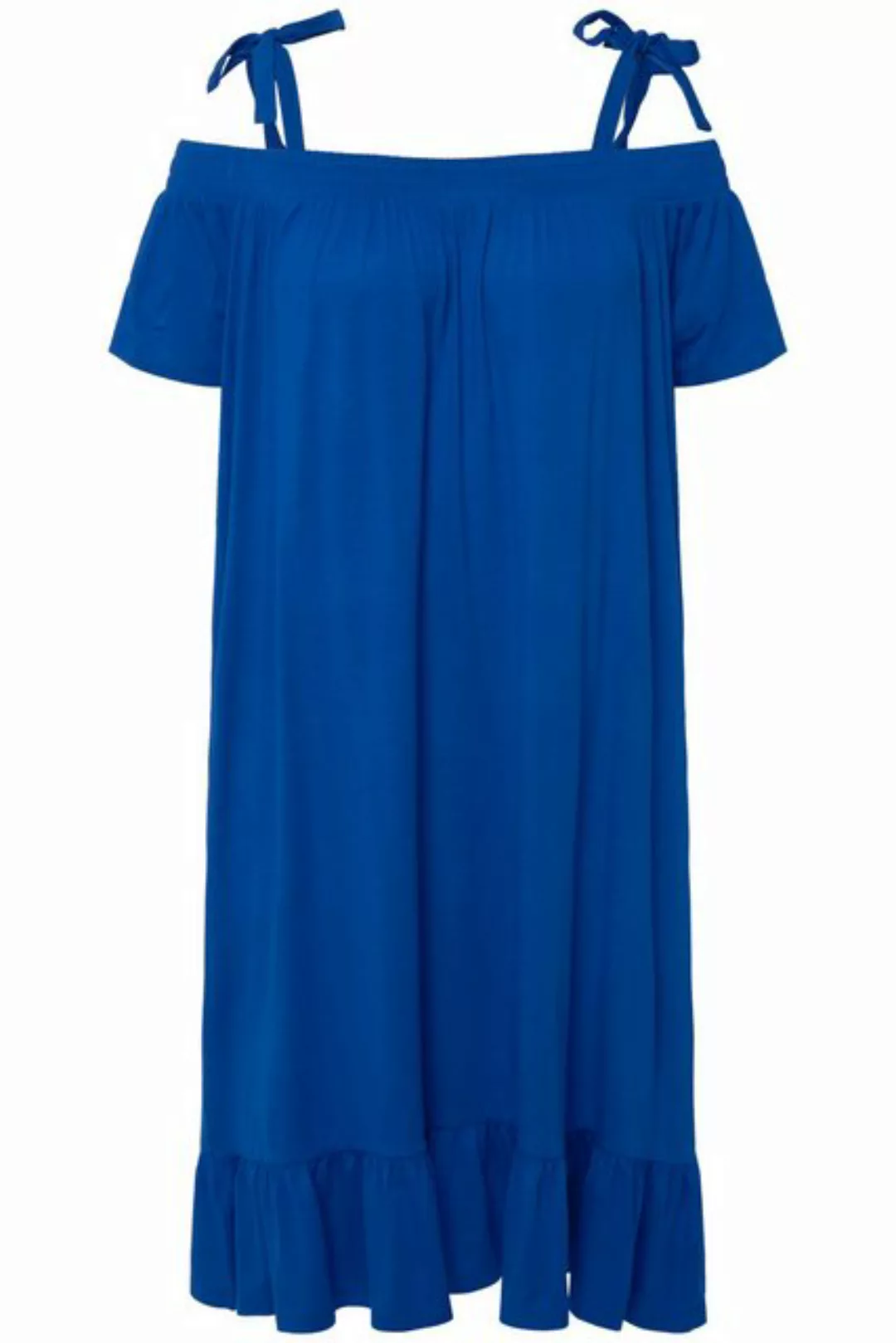 Ulla Popken Jerseykleid Midikleid Volant A-Linie Carmenausschnitt Halbarm günstig online kaufen