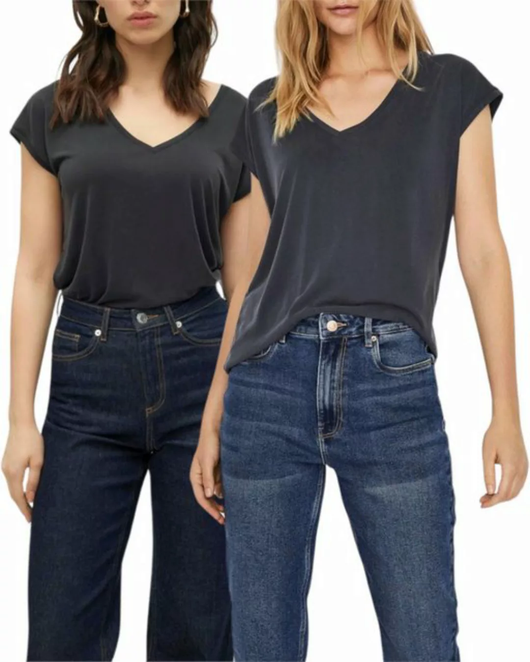 Vero Moda T-Shirt (2er-Pack) Basic Shirt mit V-Ausschnitt im Doppelpack günstig online kaufen