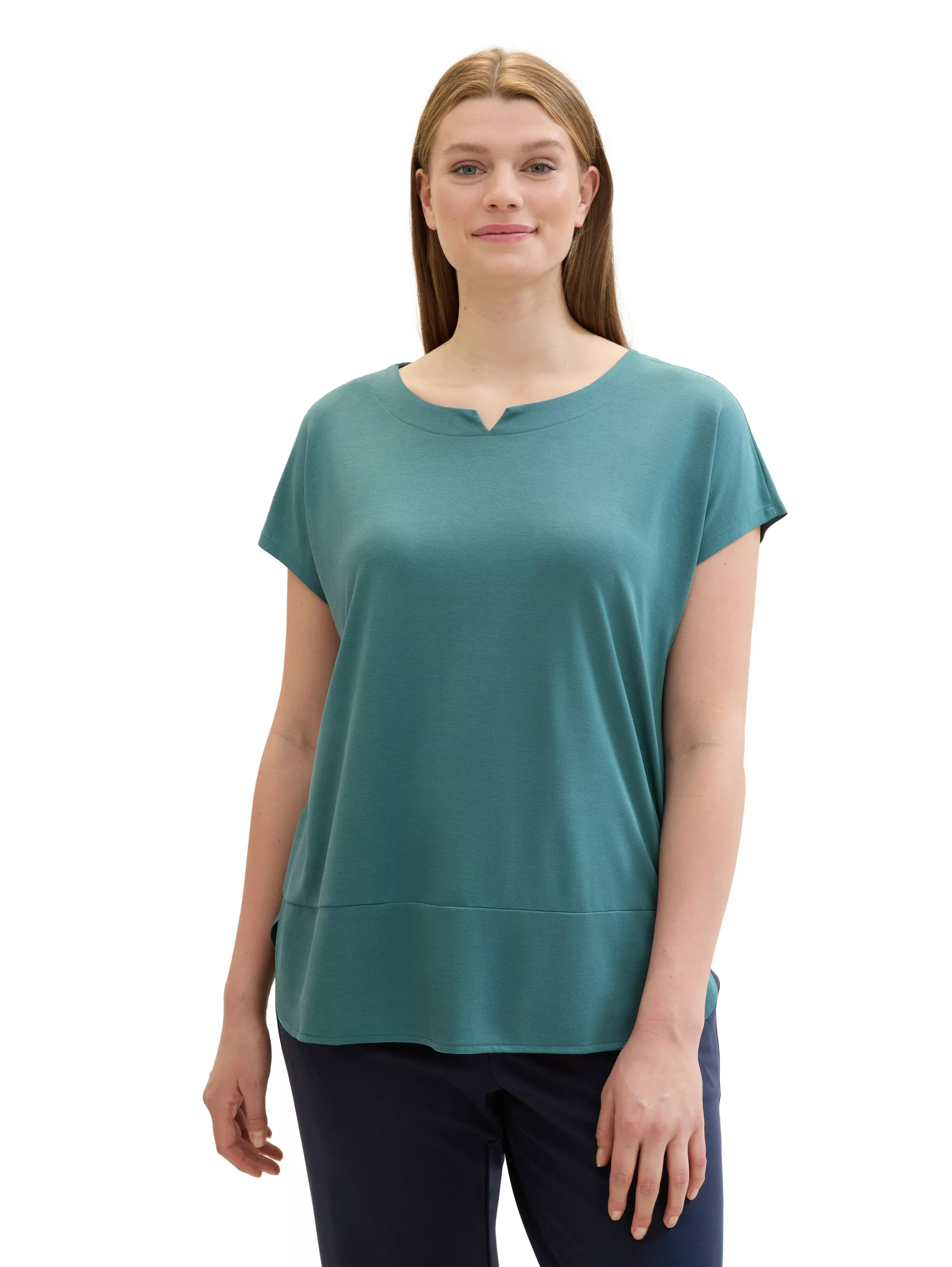 TOM TAILOR PLUS T-Shirt, mit Rundhalsausschnitt und extra breitem Bund günstig online kaufen