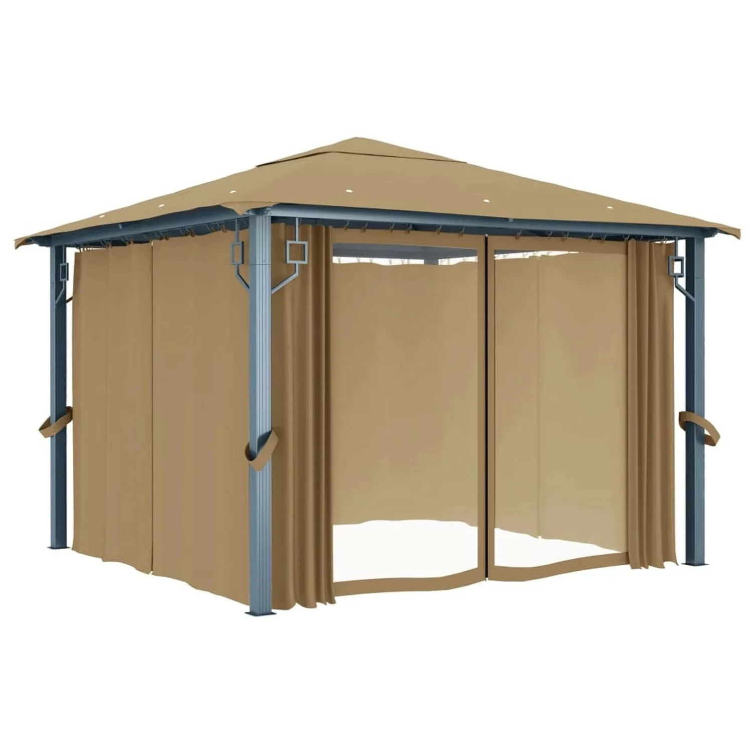 Pavillon Mit Vorhang 300x300 Cm Taupe Aluminium günstig online kaufen