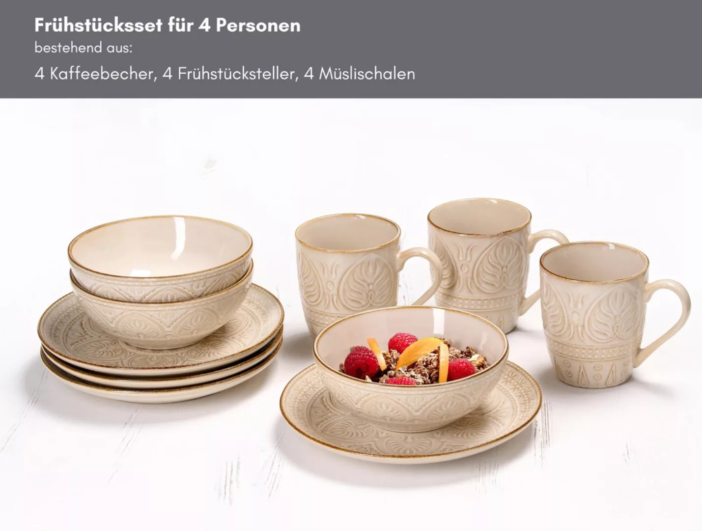 Ritzenhoff & Breker Frühstücksservice, 12-teilig  Omara ¦ beige ¦ Steinzeug günstig online kaufen